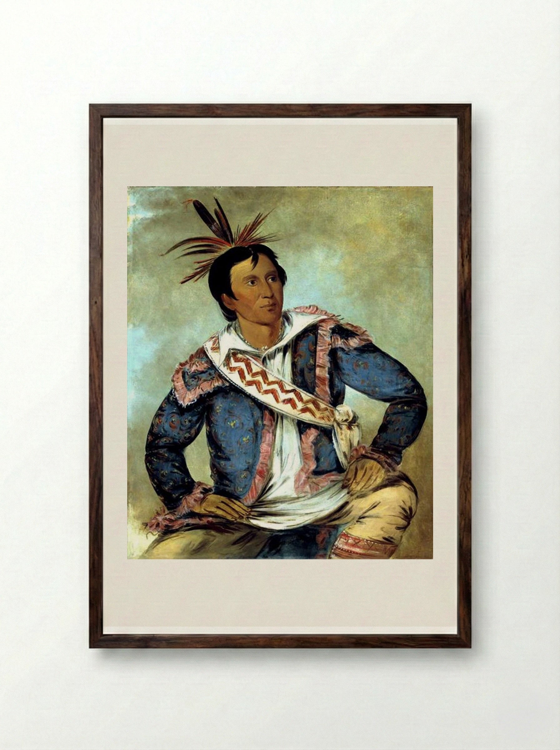 Há-tchoo-túc-knee, Snapping Turtle, a Half-breed - George Catlin - Framed Print Dark Wood