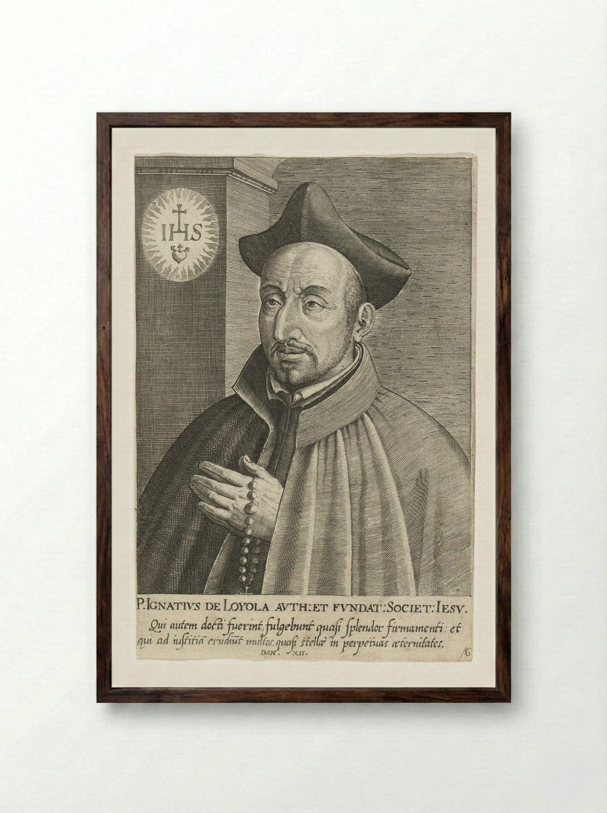 H. Ignatius van Loyola - Dominicus Custos - Framed Print Dark Wood