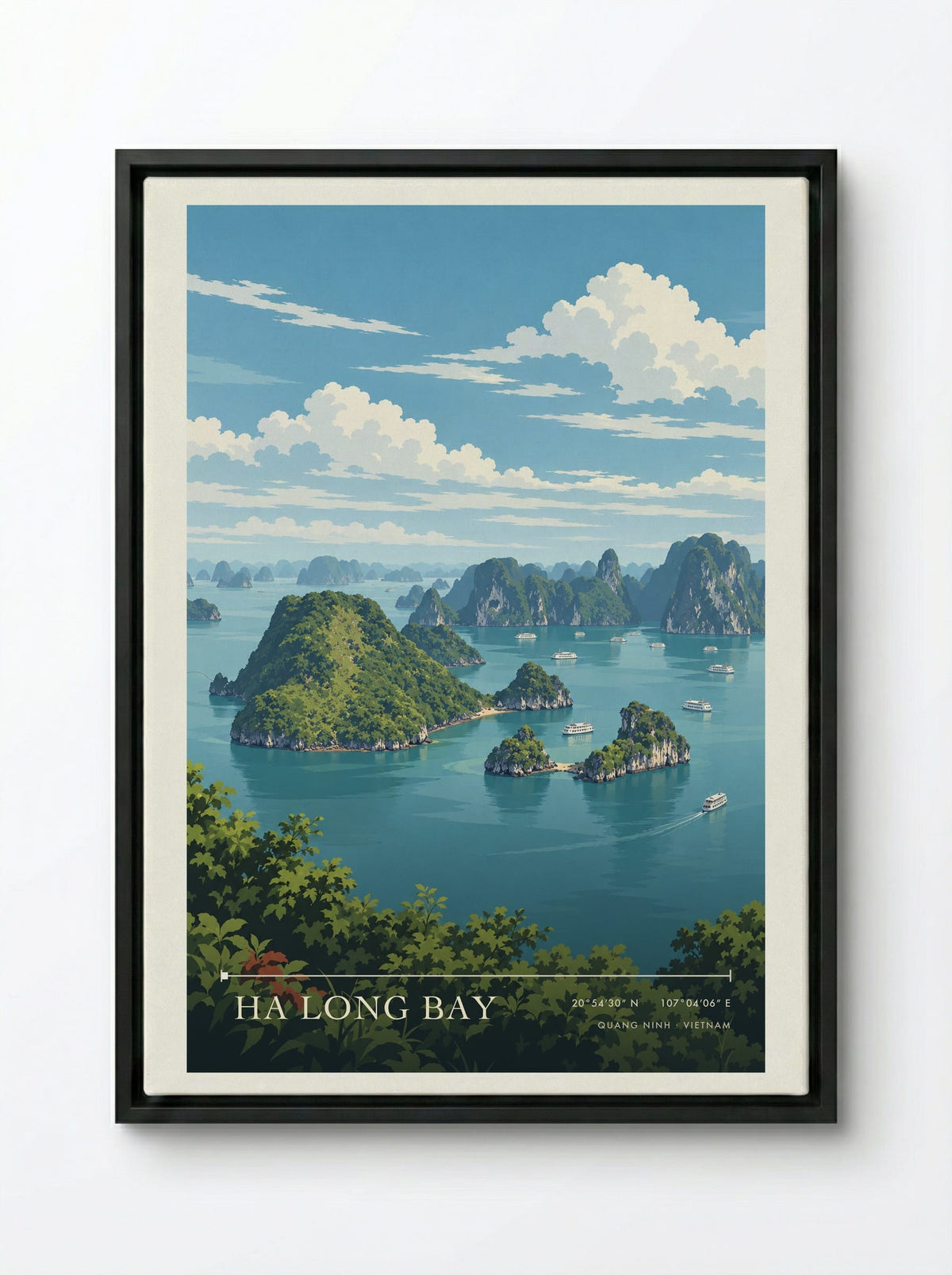 Ha Long Bay, Quang Ninh | Travel Poster - Framed Canvas Black