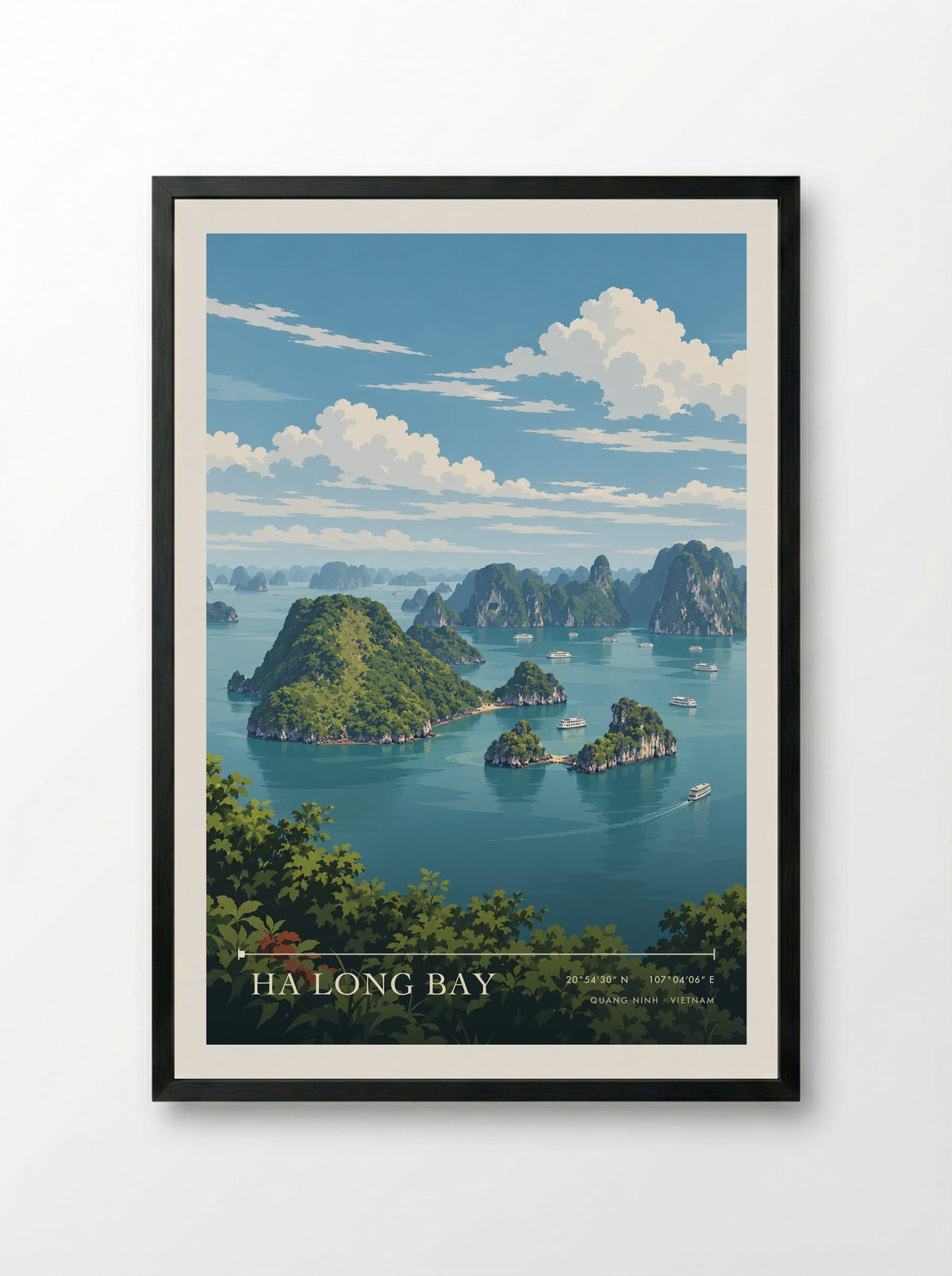 Ha Long Bay, Quang Ninh | Travel Poster - Framed Print Black
