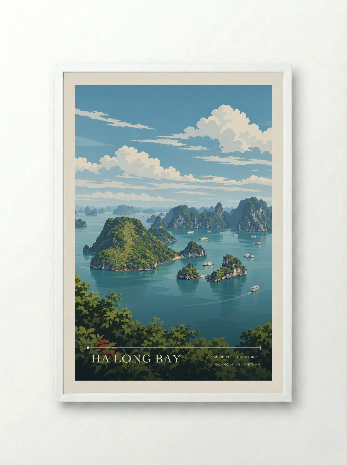 Ha Long Bay, Quang Ninh | Travel Poster - Framed Print White