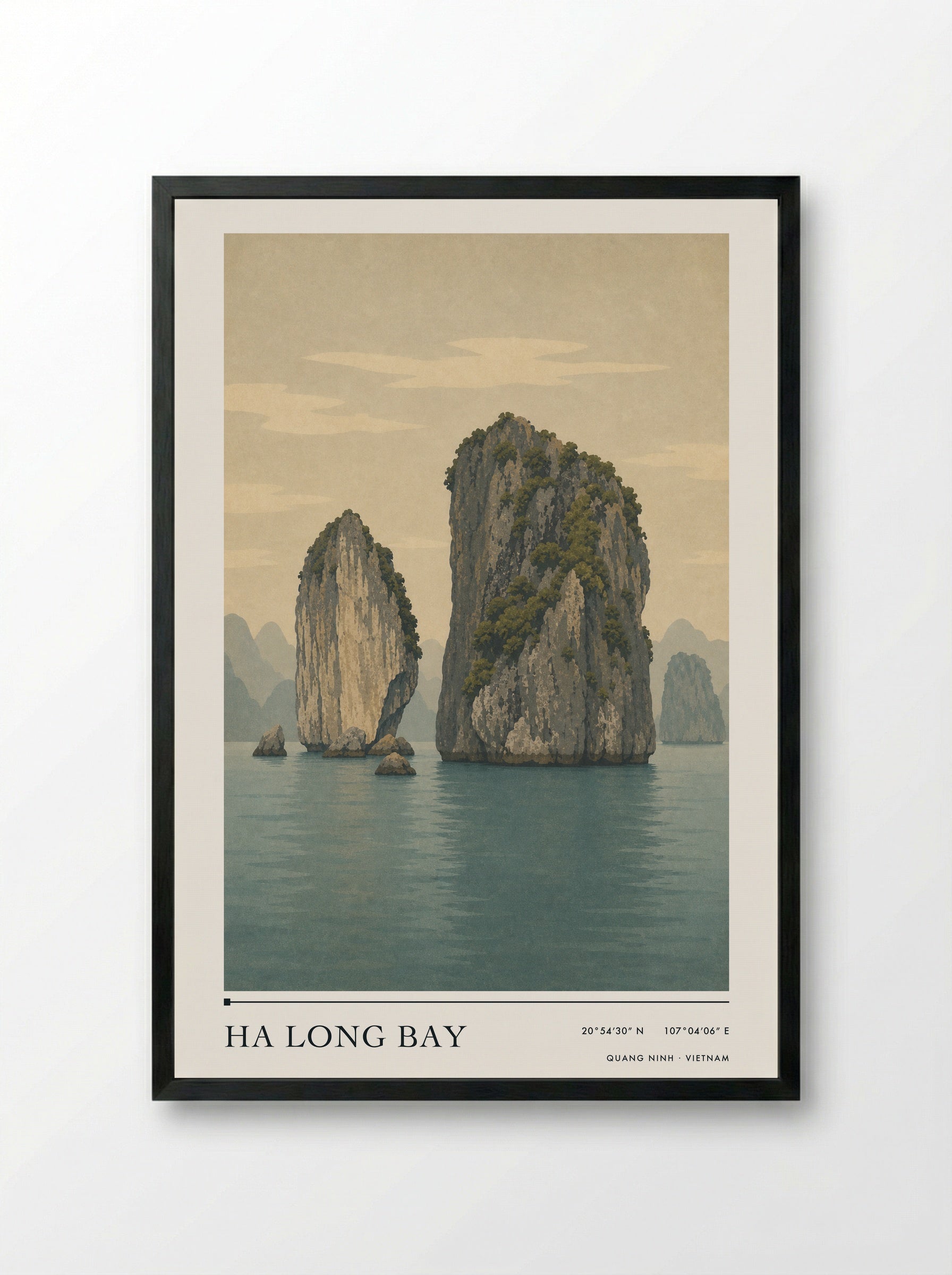 Ha Long Bay Travel Poster Artwork - Framed Print Black