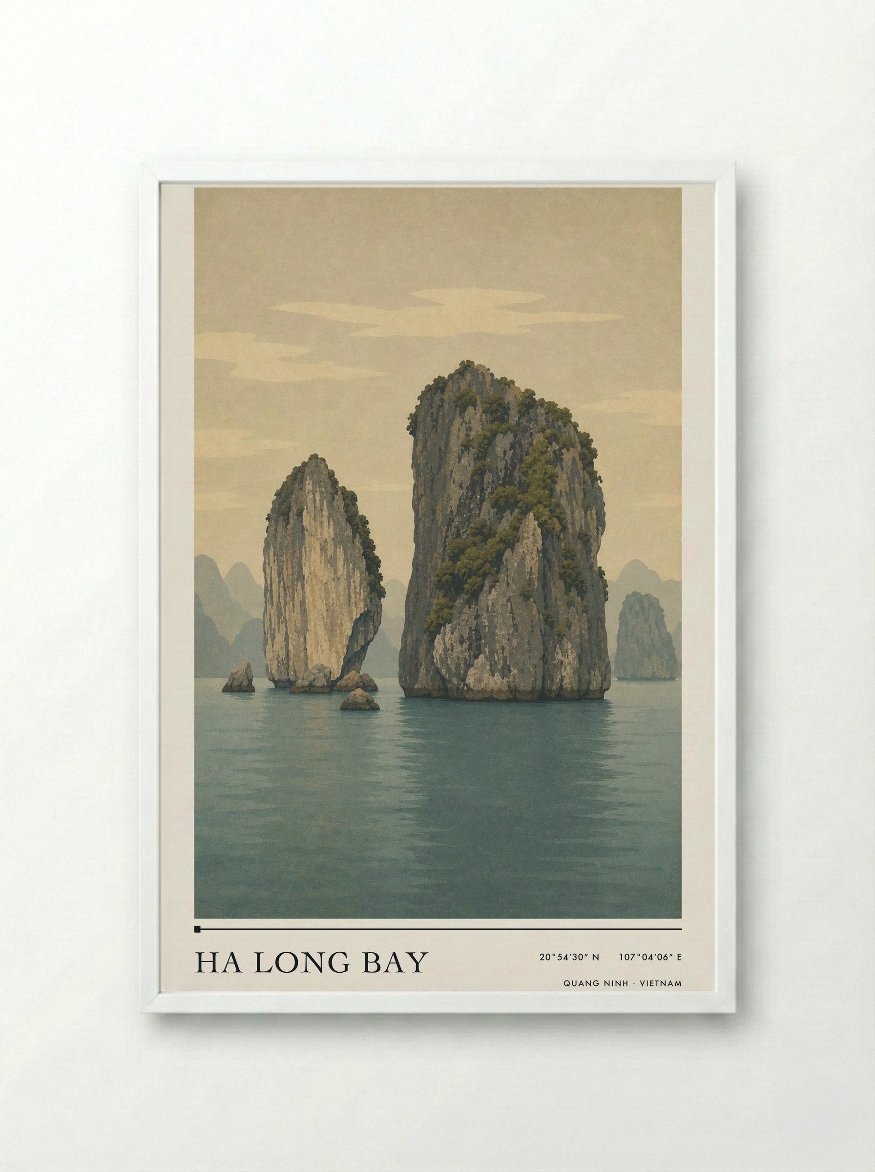 Ha Long Bay Travel Poster Artwork - Framed Print White