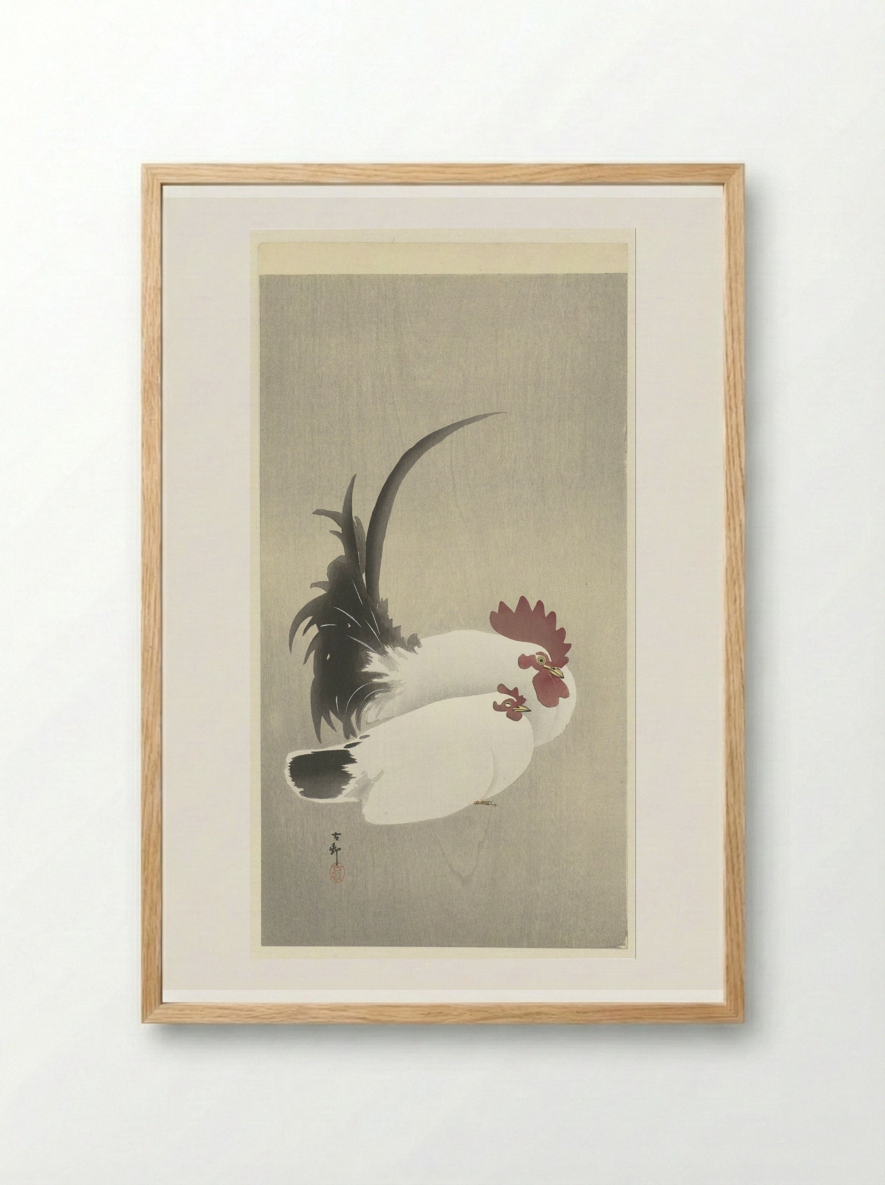 Haan en hen - Matsuki Heikichi - Framed Print Wood