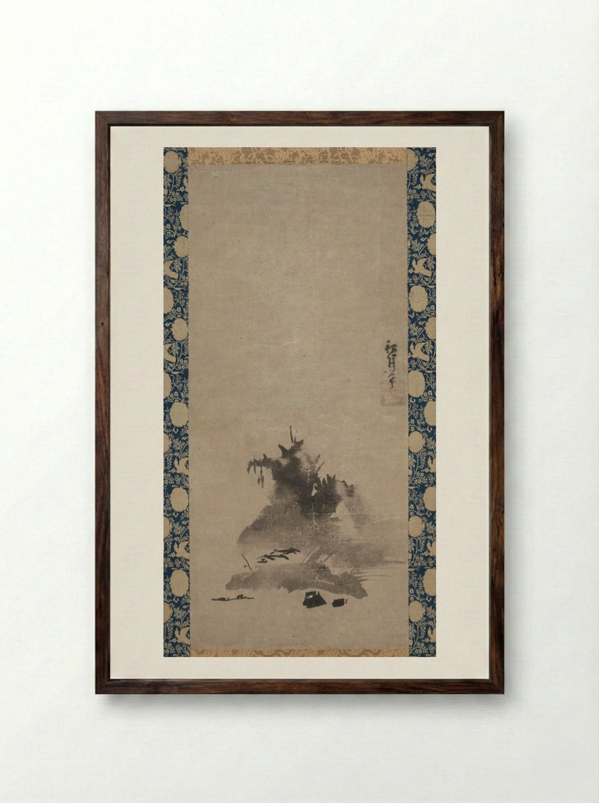 Haboku (Flung-ink) Landscape - Shūgetsu Tōkan - Framed Print Dark Wood
