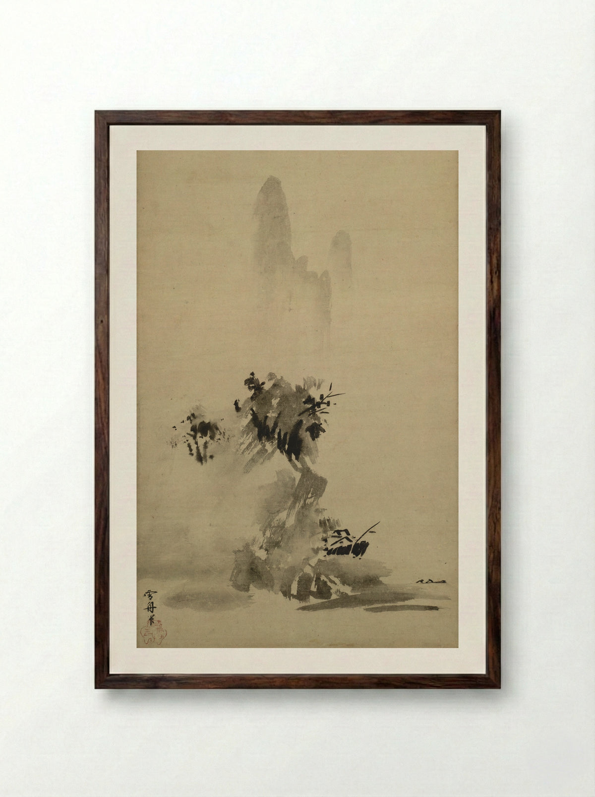 Haboku sansui - Sesshu Toyo - Framed Print Dark Wood