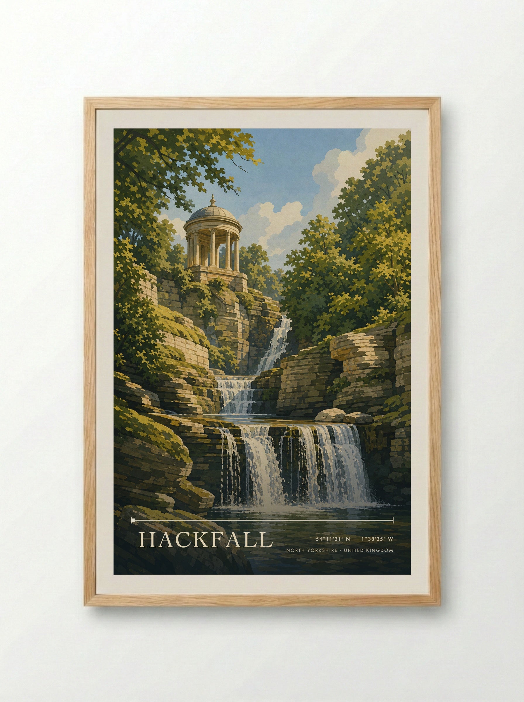 Hackfall North Yorkshire United Kingdom Travel Poster - Framed Print Wood
