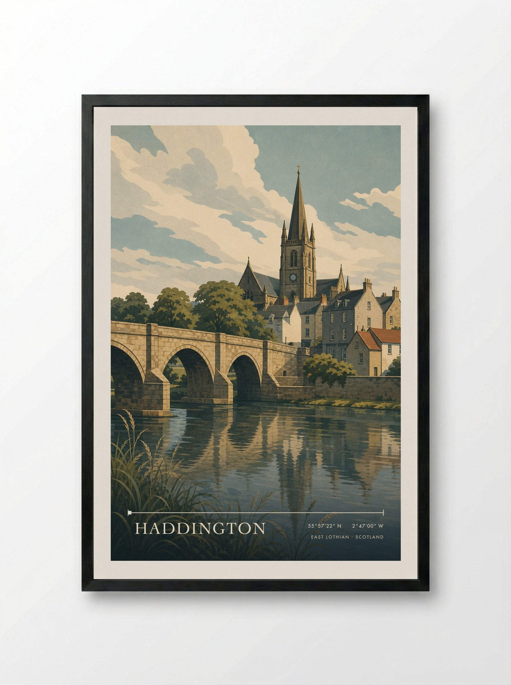 Haddington East Lothian Scotland Travel Poster - Framed Print Black