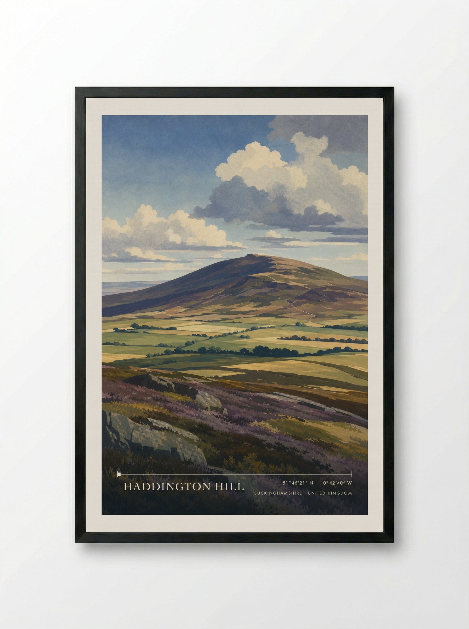 Haddington Hill Buckinghamshire United Kingdom Travel Poster - Framed Print Black