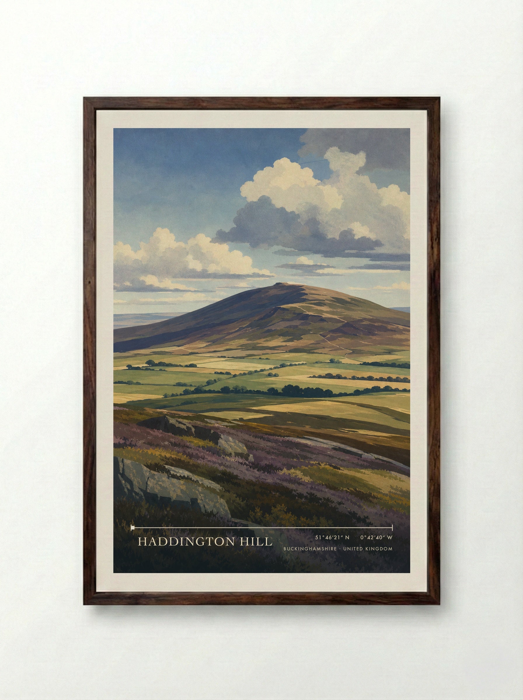 Haddington Hill Buckinghamshire United Kingdom Travel Poster - Framed Print Dark Wood