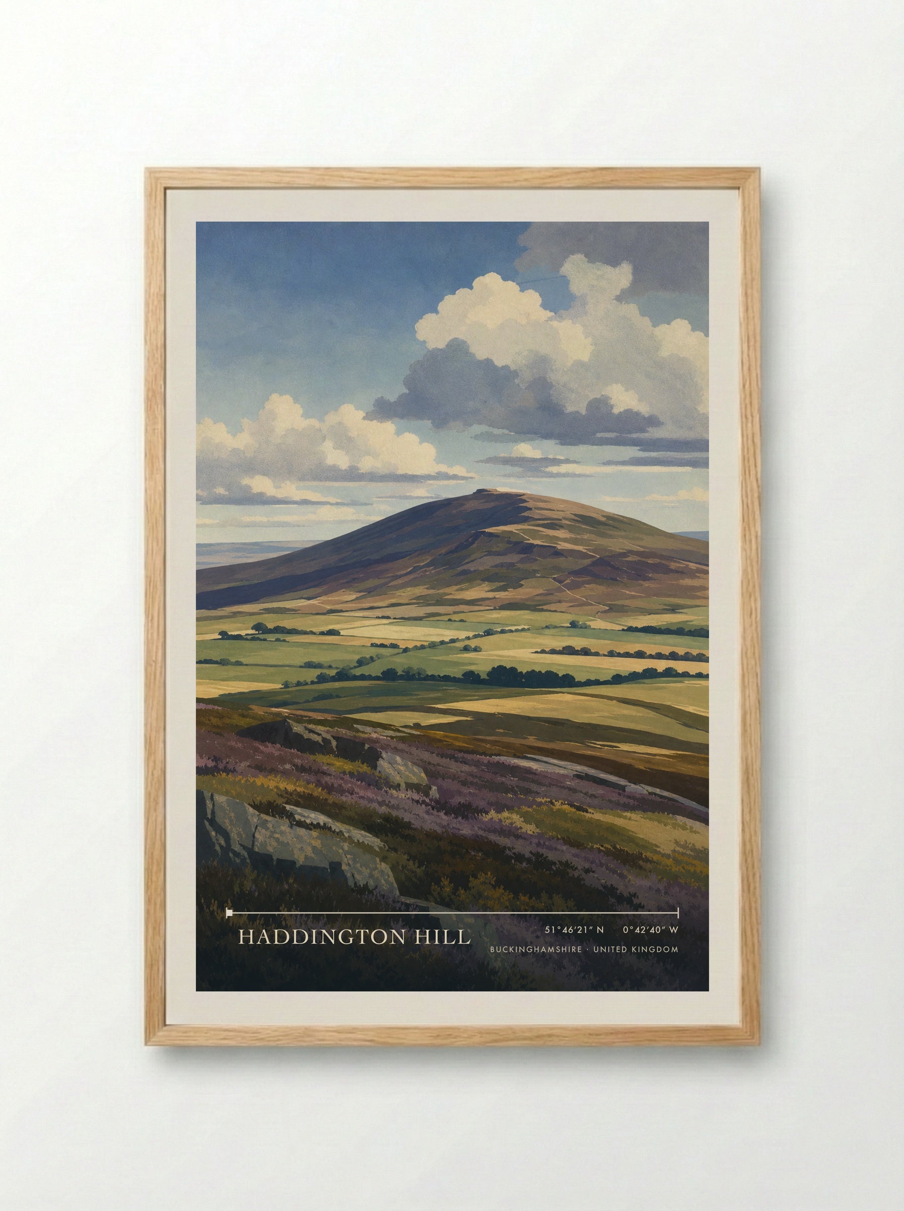 Haddington Hill Buckinghamshire United Kingdom Travel Poster - Framed Print Wood