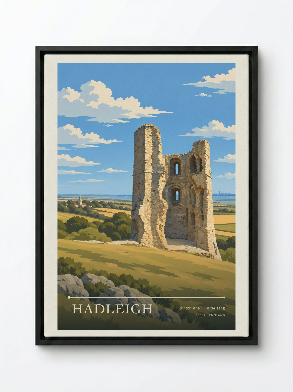 Hadleigh, Essex | Travel Poster - Framed Canvas Black
