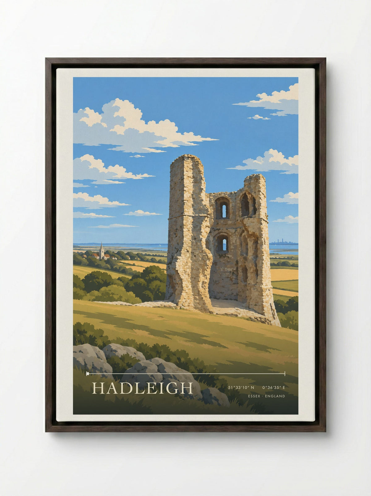 Hadleigh, Essex | Travel Poster - Framed Canvas Dark Wood