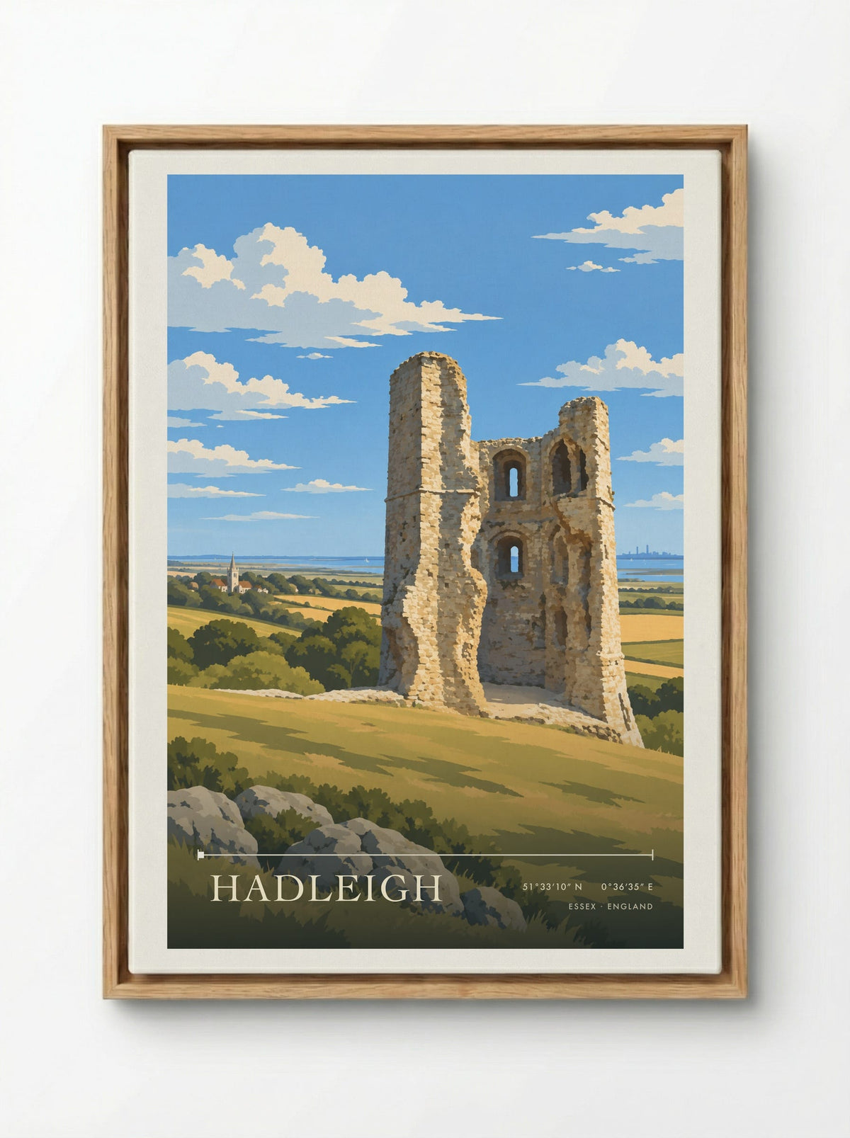 Hadleigh, Essex | Travel Poster - Framed Canvas Wood