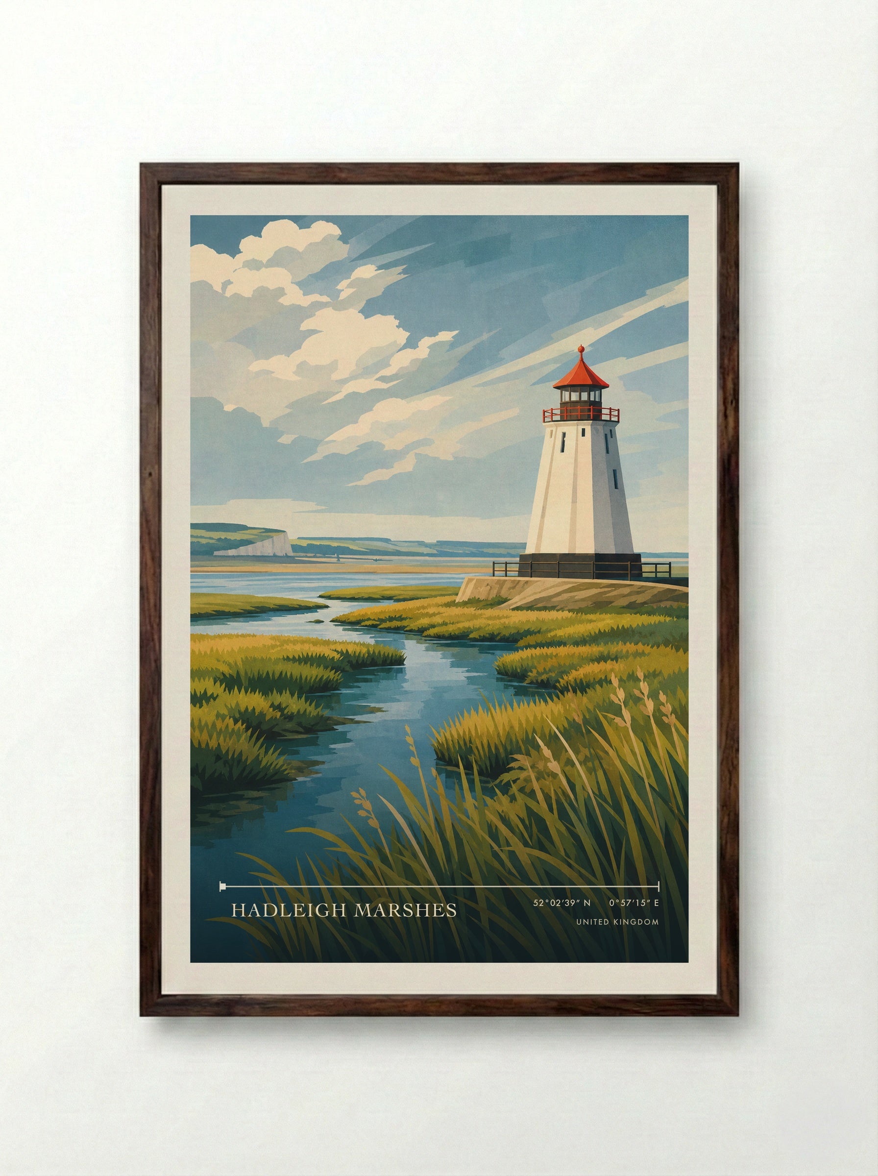 Hadleigh Marshes United Kingdom Travel Poster - Framed Print Dark Wood