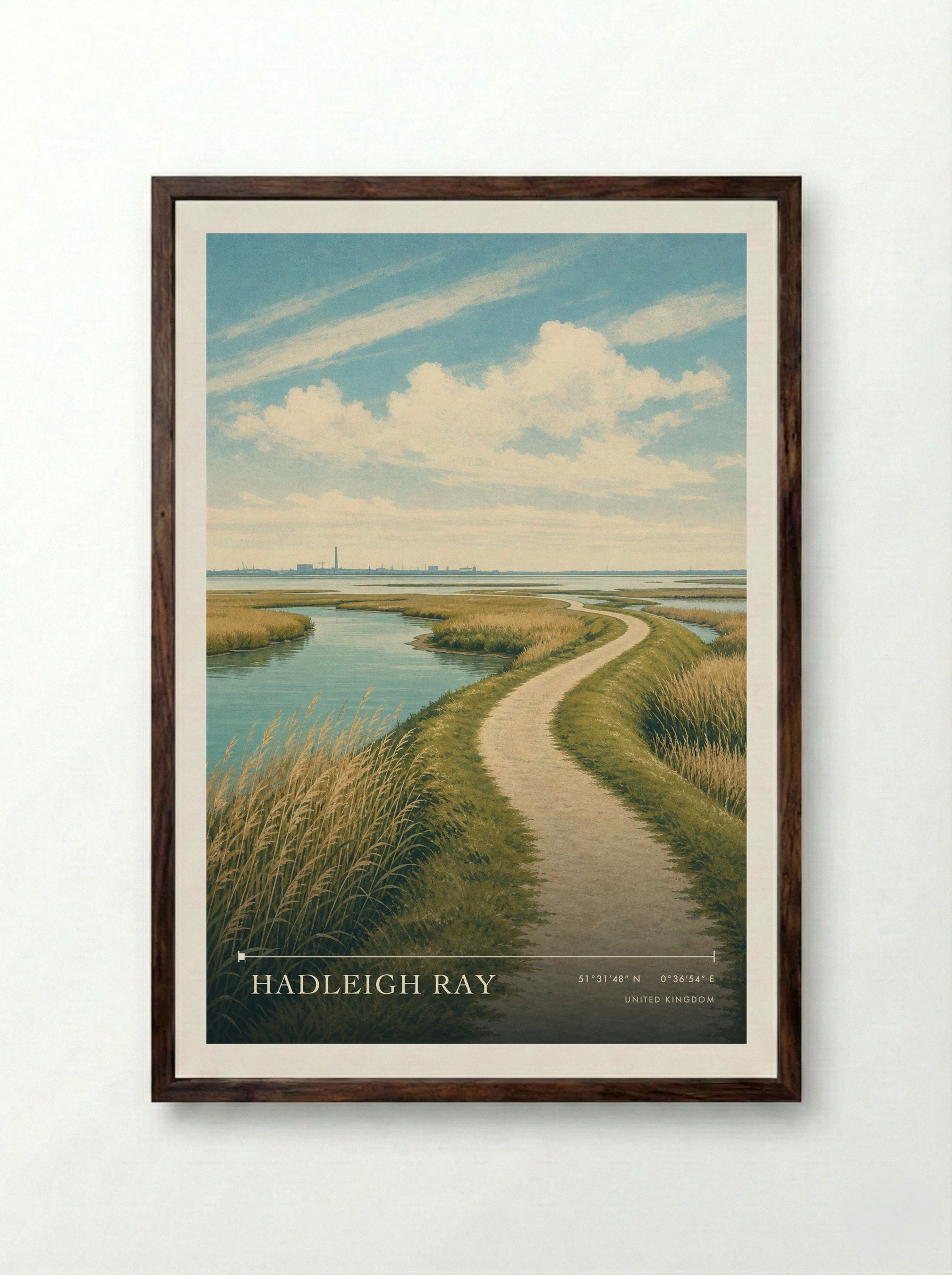 Hadleigh Ray United Kingdom Travel Poster - Framed Print Dark Wood
