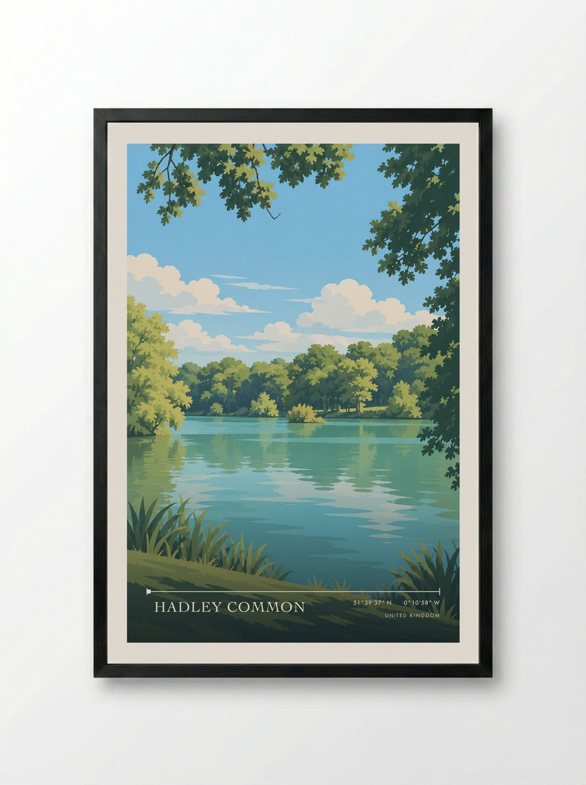 Hadley Common | Travel Poster - Framed Print Black