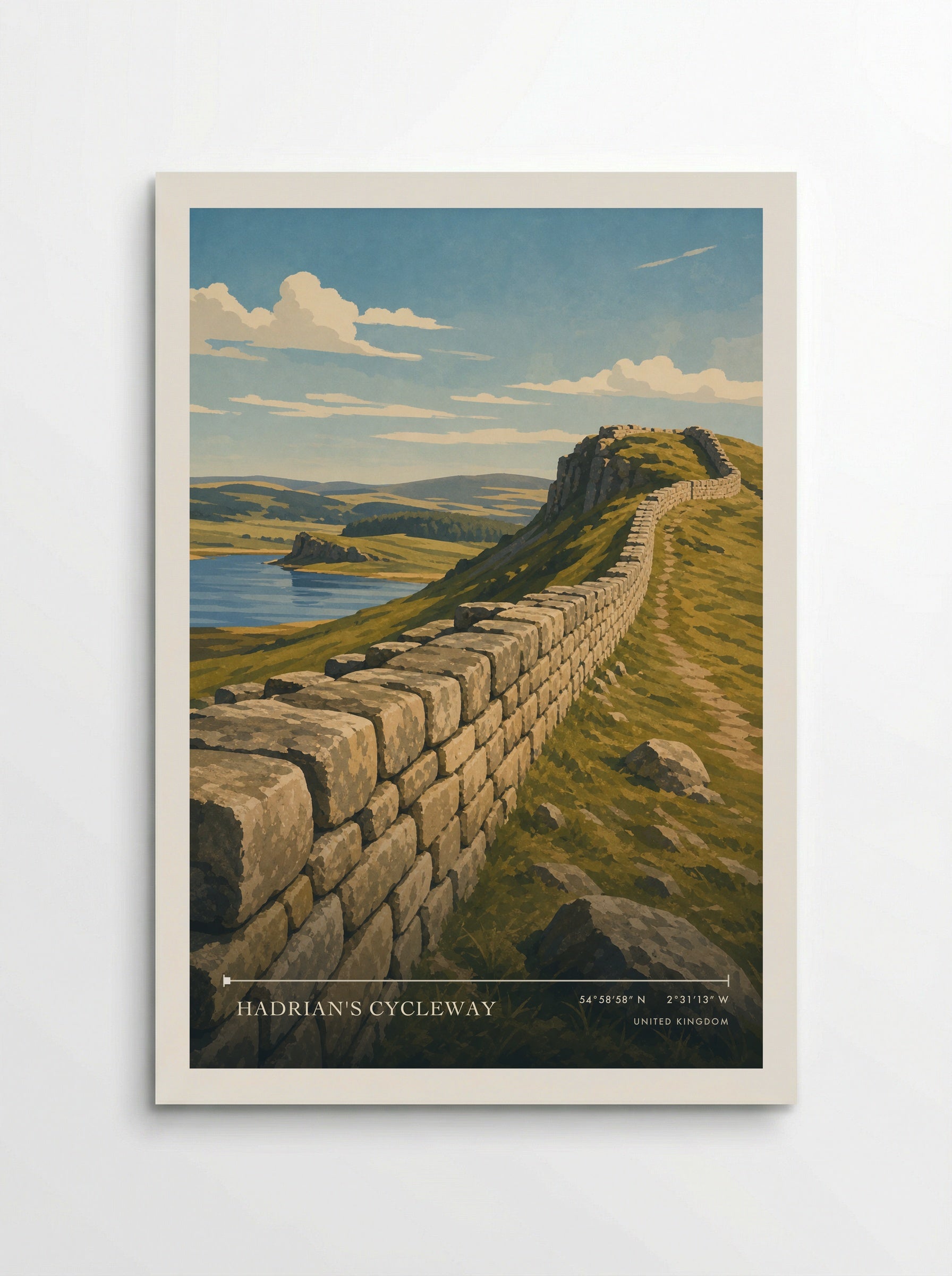 Hadrian's Cycleway United Kingdom Travel Poster - Poster