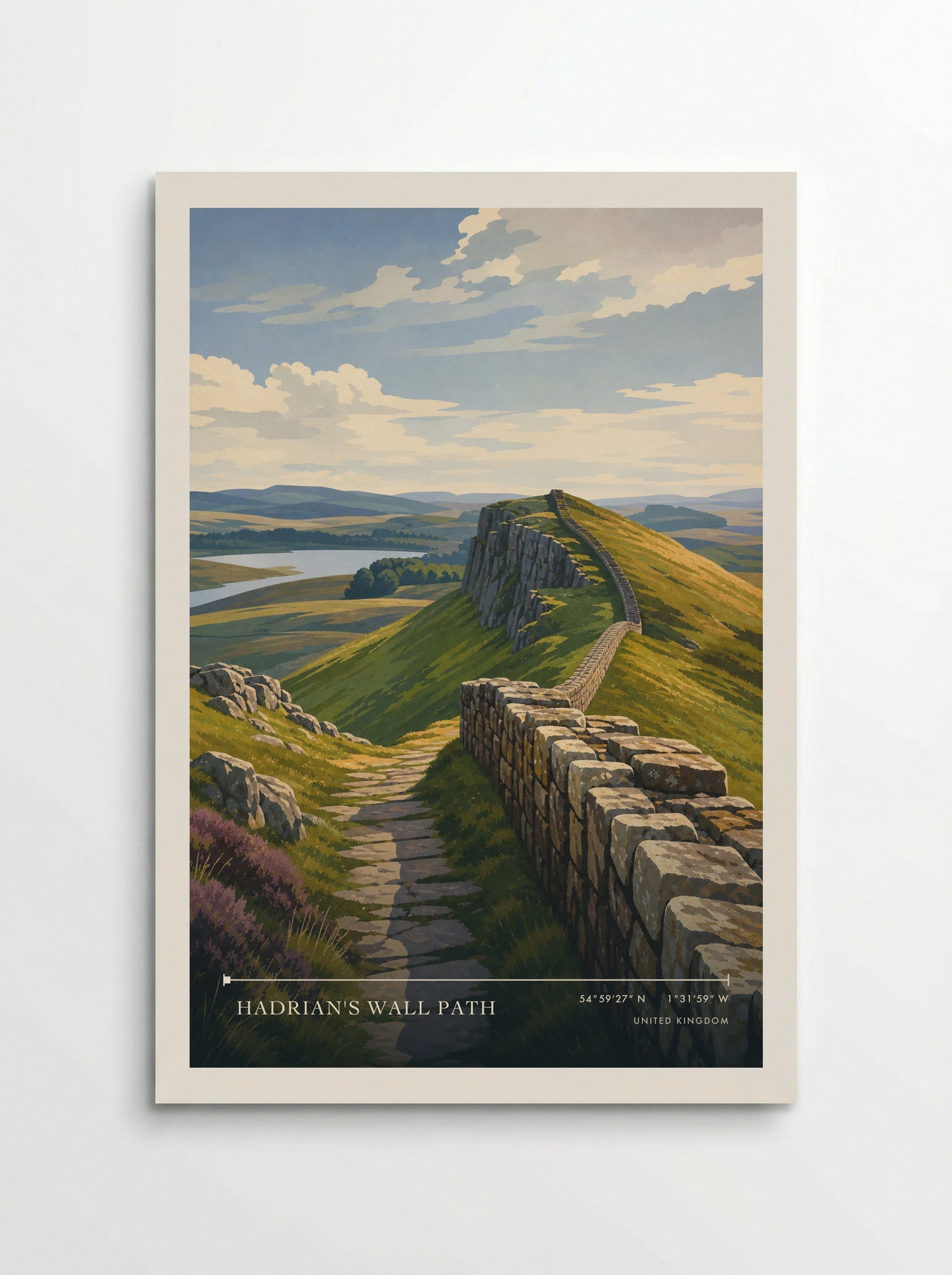 Hadrian's Wall Path United Kingdom Travel Poster - Poster