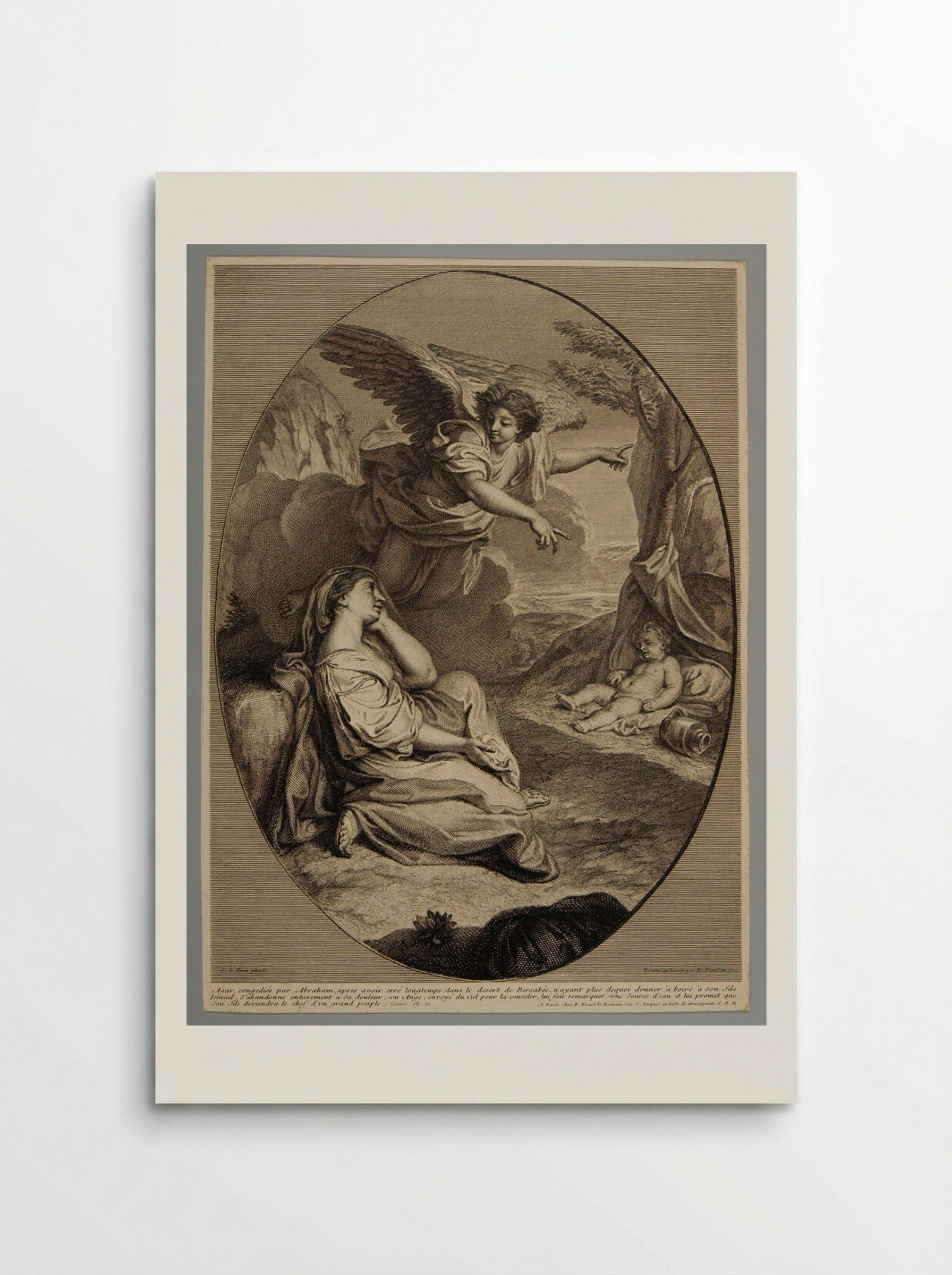Hagar Comforted by an Angel - Bernard Picart - Poster