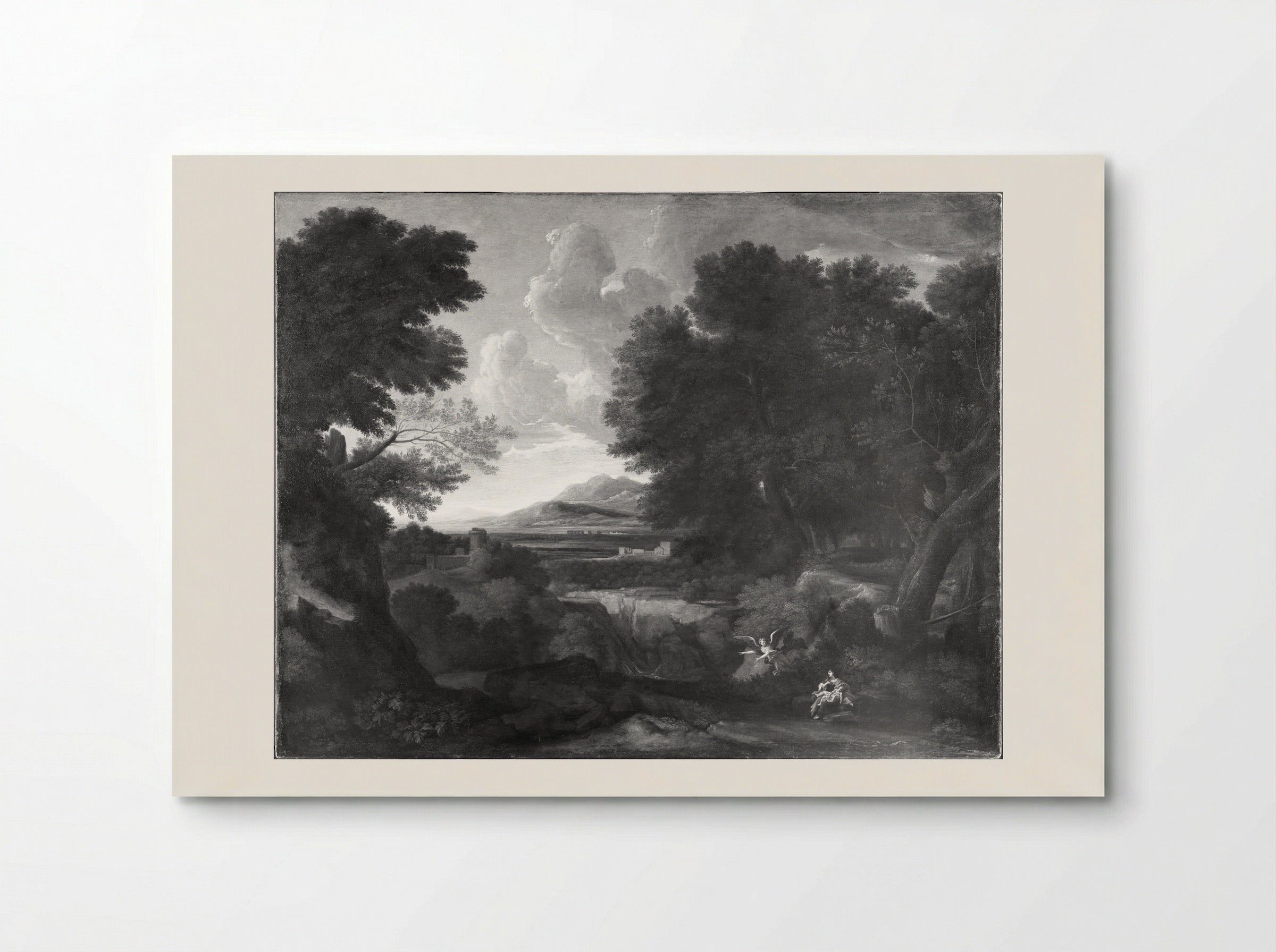 Hagar and Ishmael in a Southern Wooded Landscape - Gaspard Dughet - Poster
