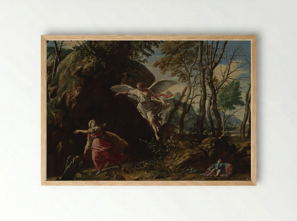 Hagar and Ishmael in the Desert - Francesco Cozza - Framed Print Wood