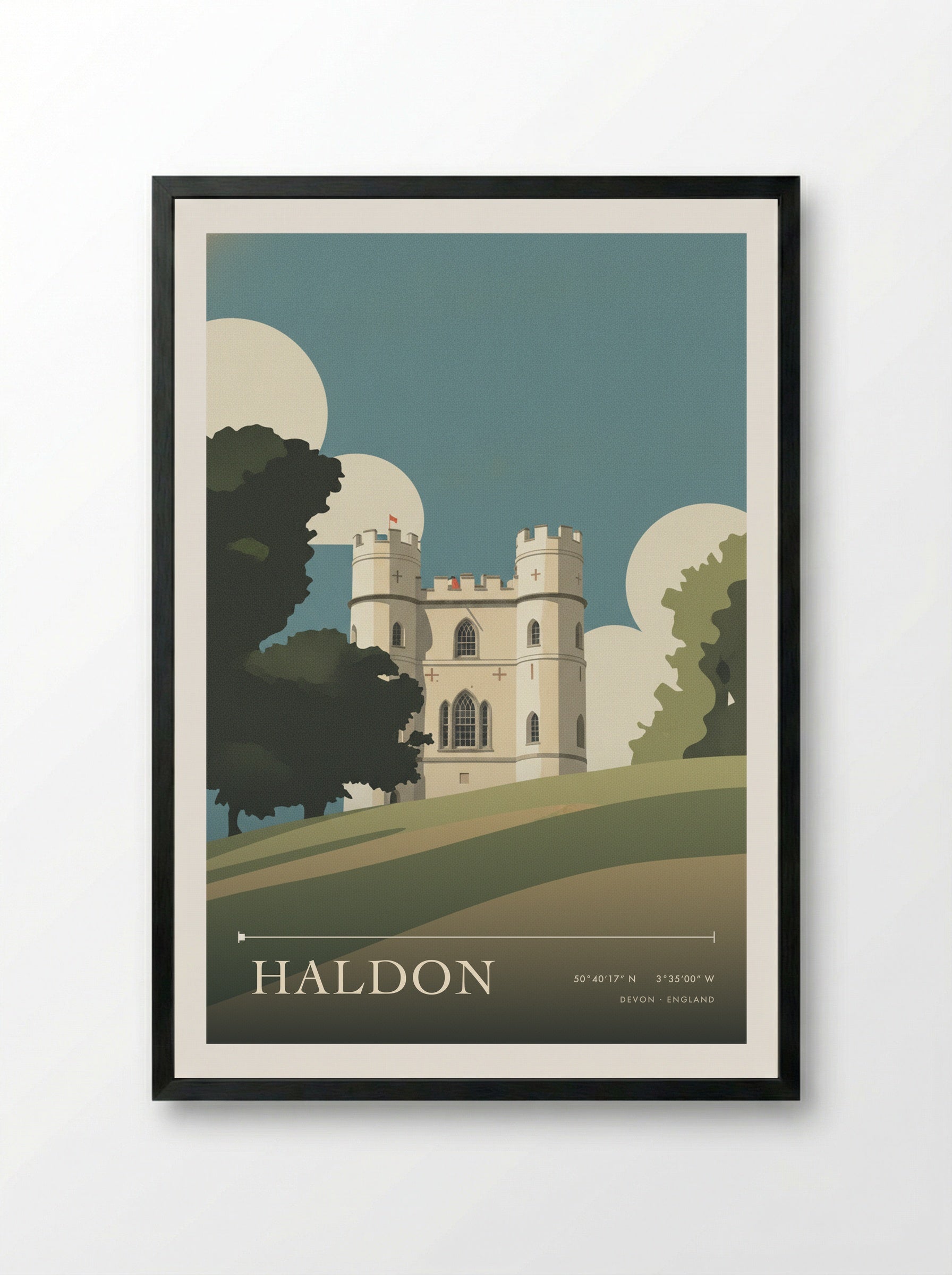 Haldon Devon England Travel Poster - Framed Print Black