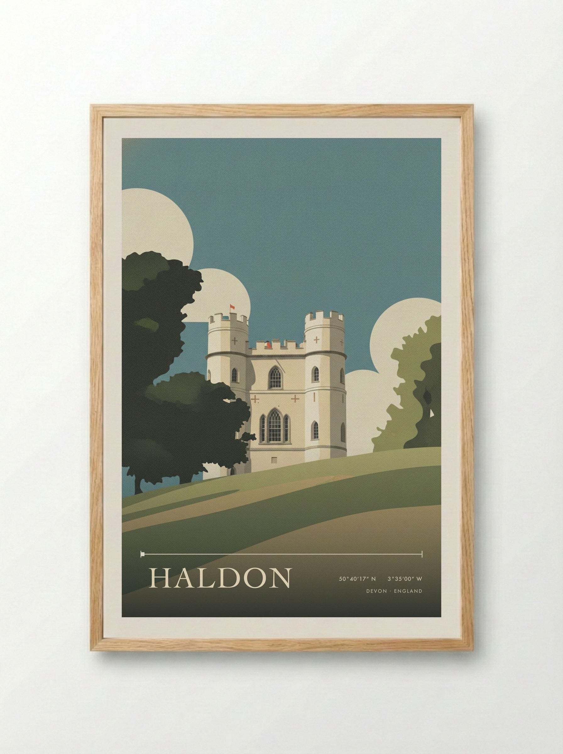Haldon Devon England Travel Poster - Framed Print Wood