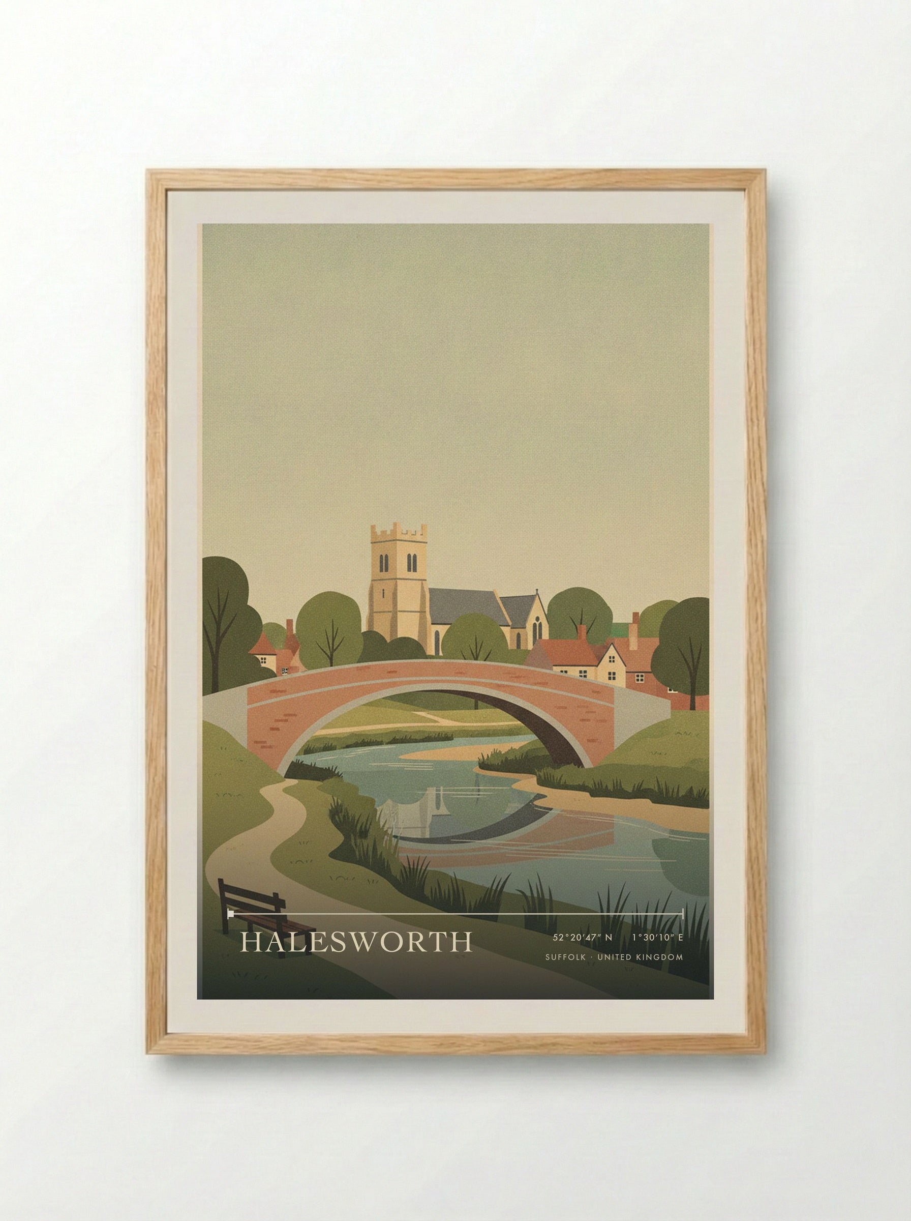 Halesworth Suffolk United Kingdom Travel Poster - Framed Print Wood