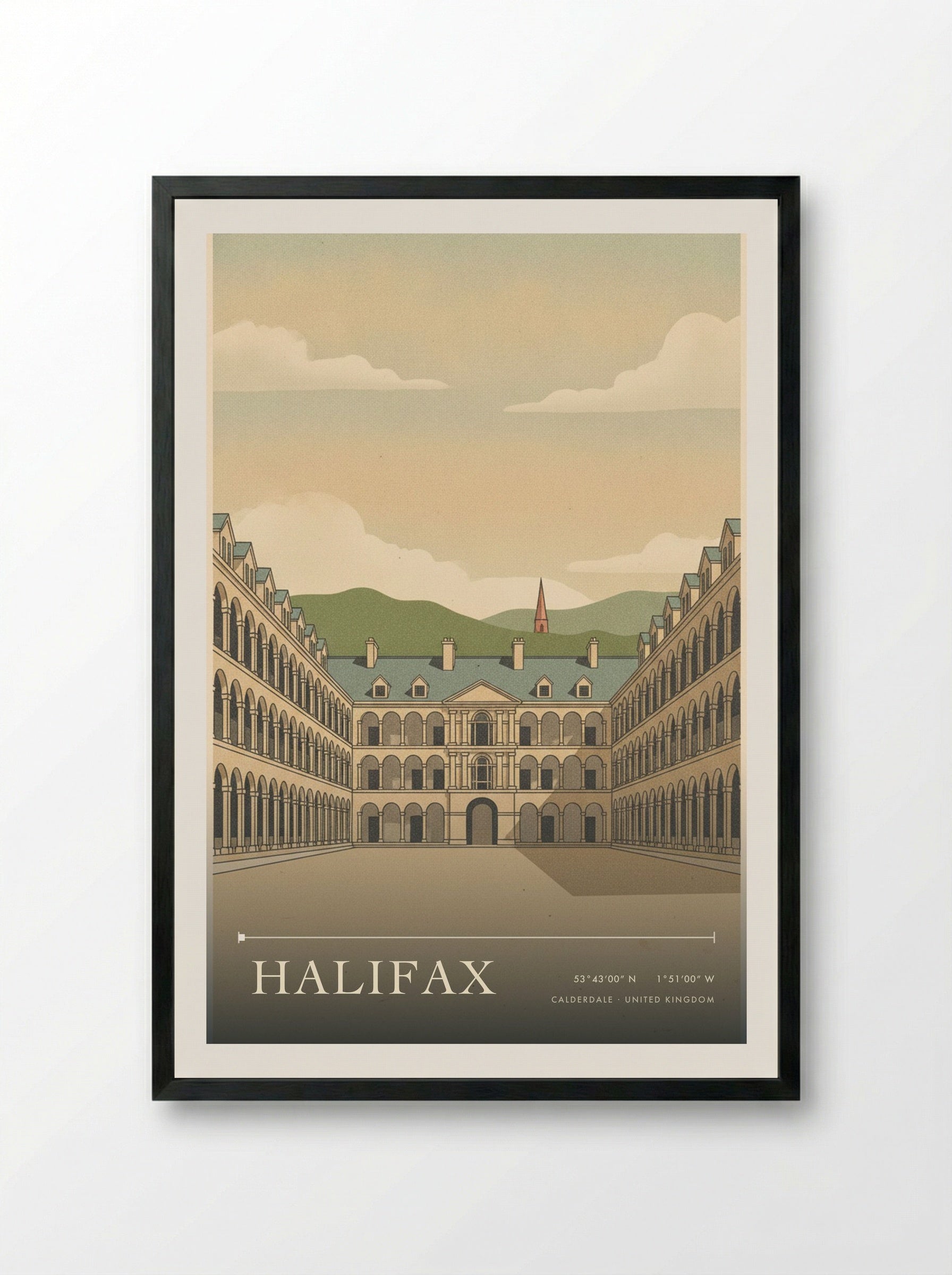 Halifax Calderdale United Kingdom Travel Poster - Framed Print Black