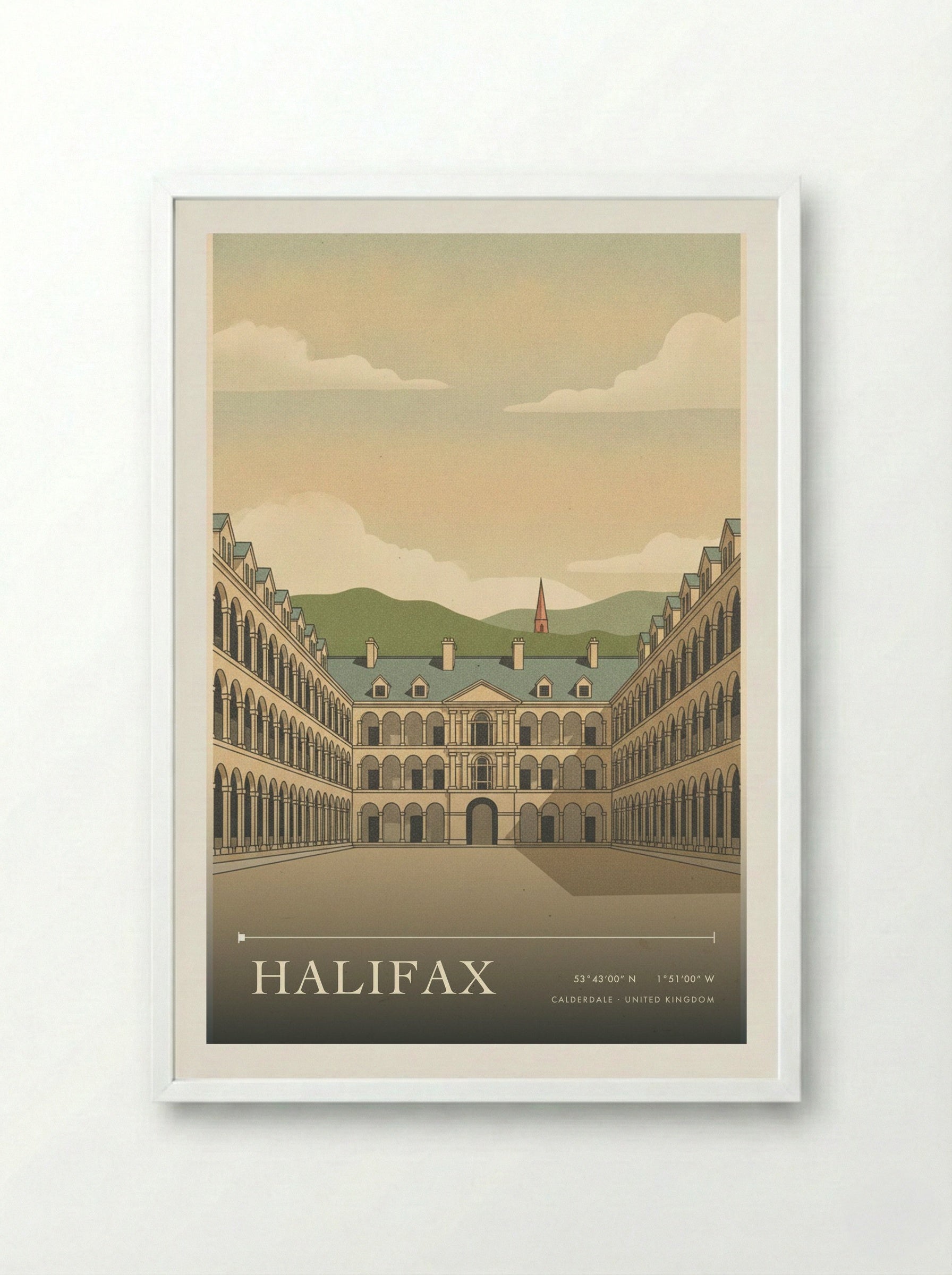 Halifax Calderdale United Kingdom Travel Poster - Framed Print White
