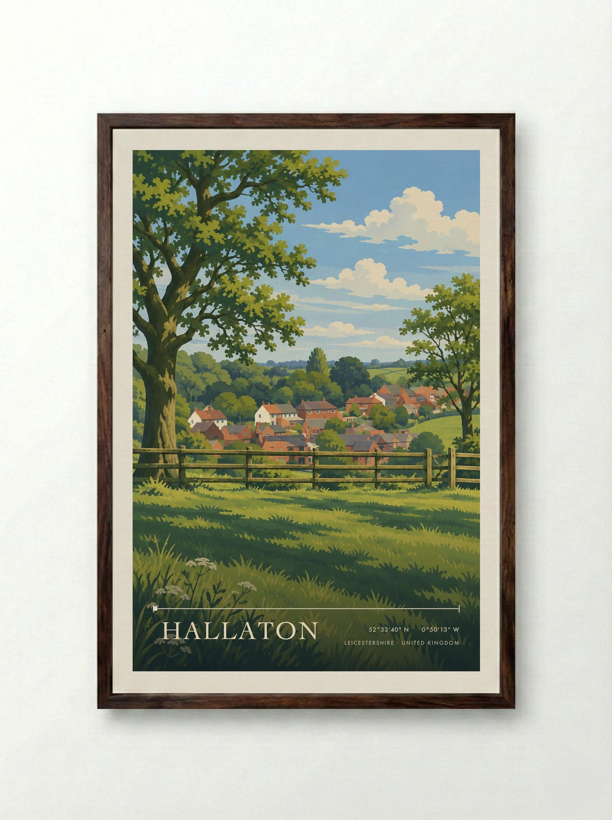 Hallaton, Leicestershire | Travel Poster - Framed Print Dark Wood