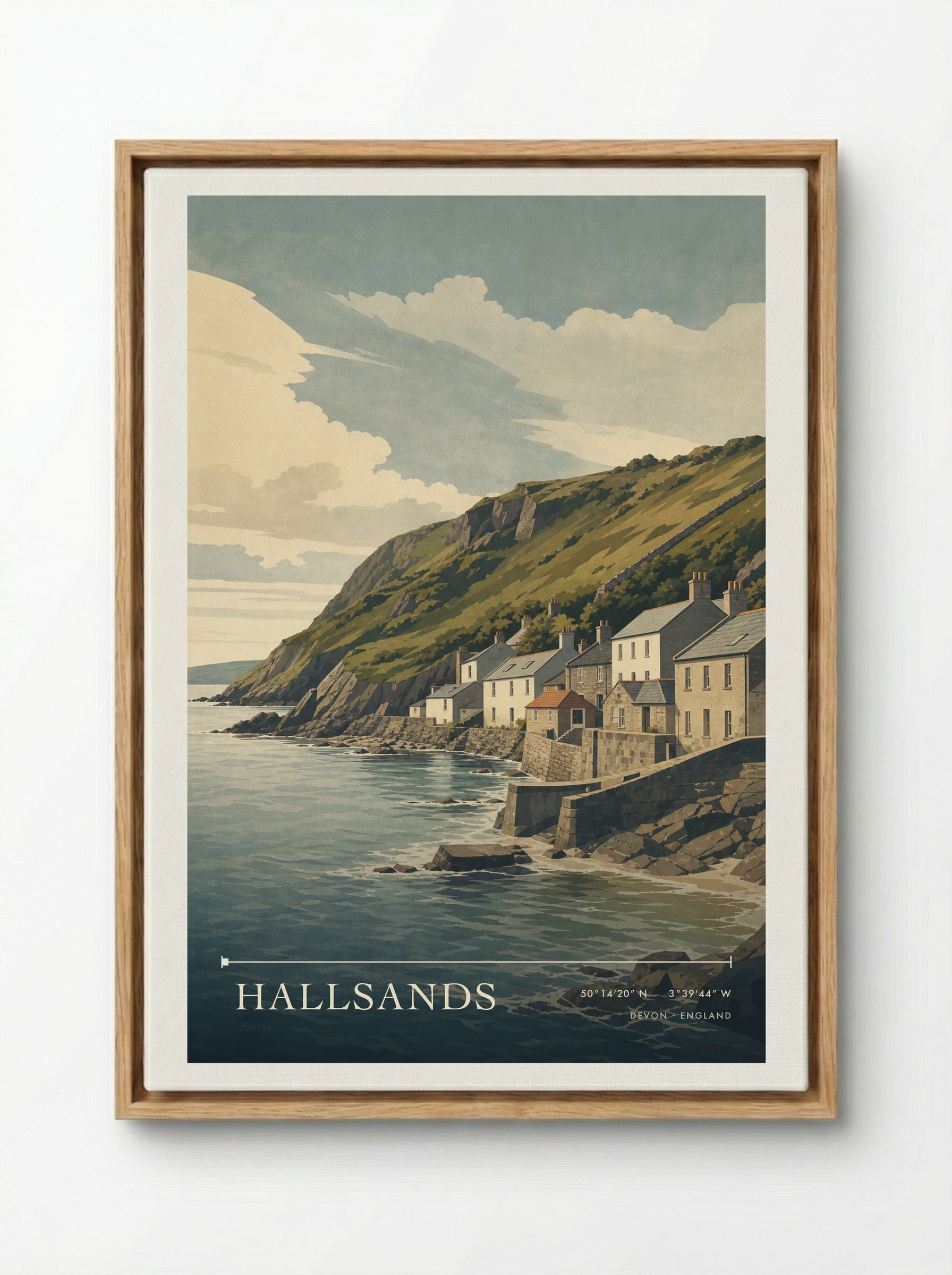 Hallsands Devon England Travel Poster - Framed Canvas Wood