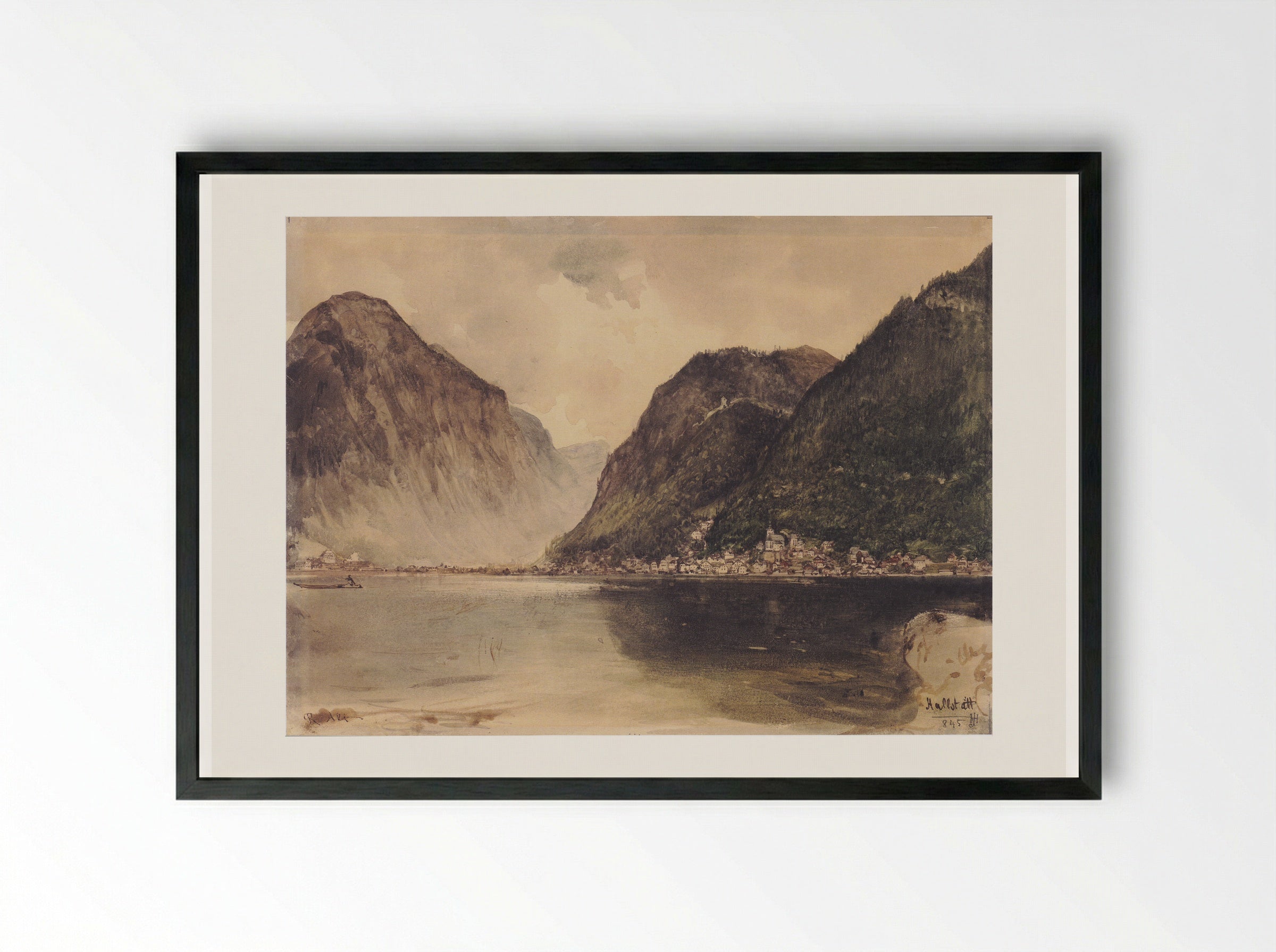 Hallstatt - Rudolf von Alt - Framed Print Black