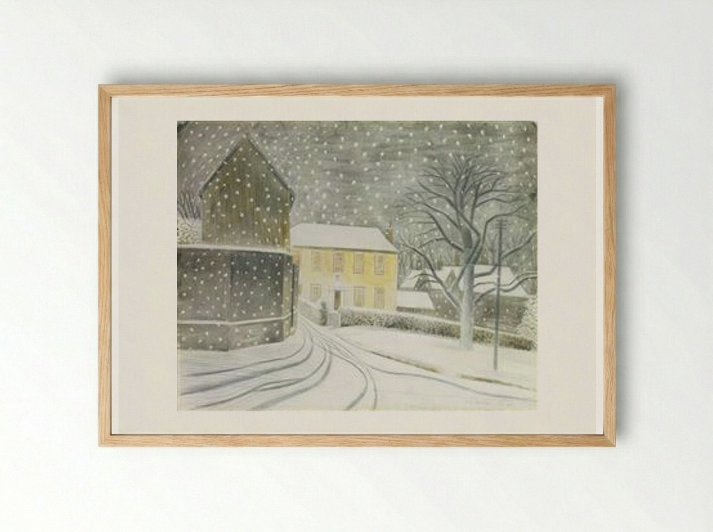 Halstead Road in Snow - Eric Ravilious - Framed Print Wood