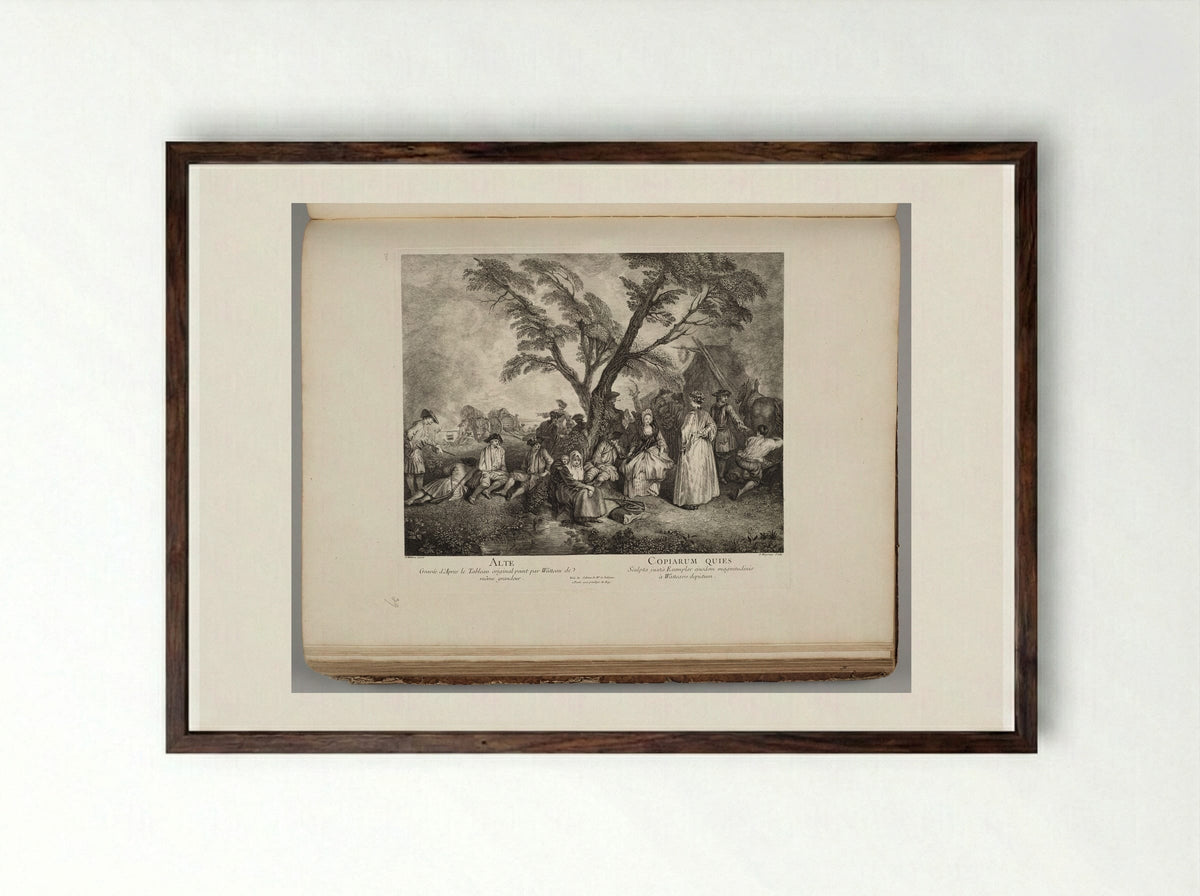 Halt (Alte Copiarum Quies) - Jean Moyreau - Framed Print Dark Wood