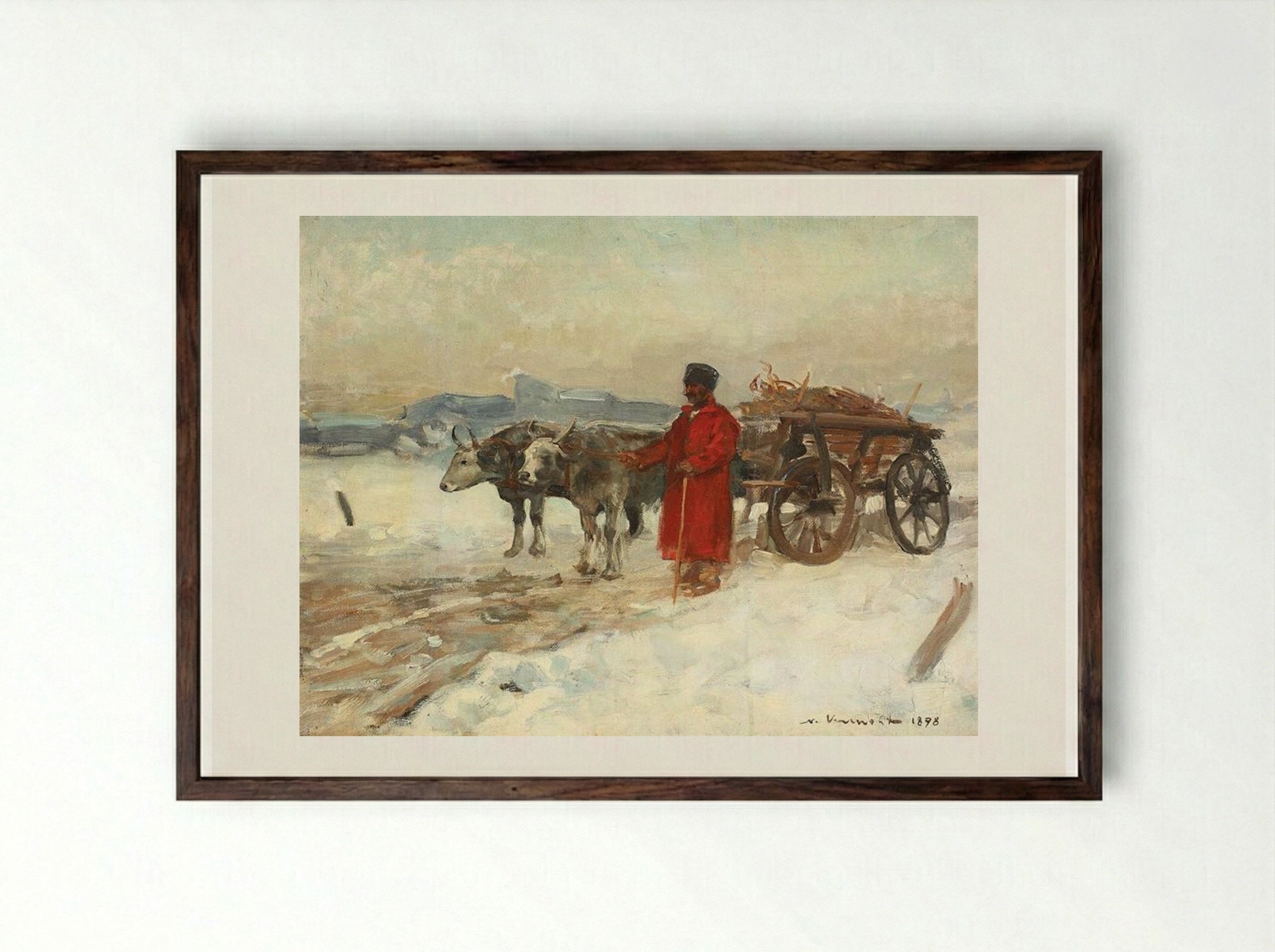 Halt - Nicolae Vermont - Framed Print Dark Wood