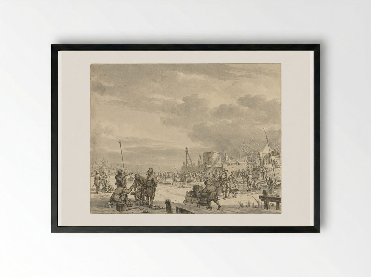 Halte voor een herberg in zomertijd - Jacob Cats - Framed Print Black