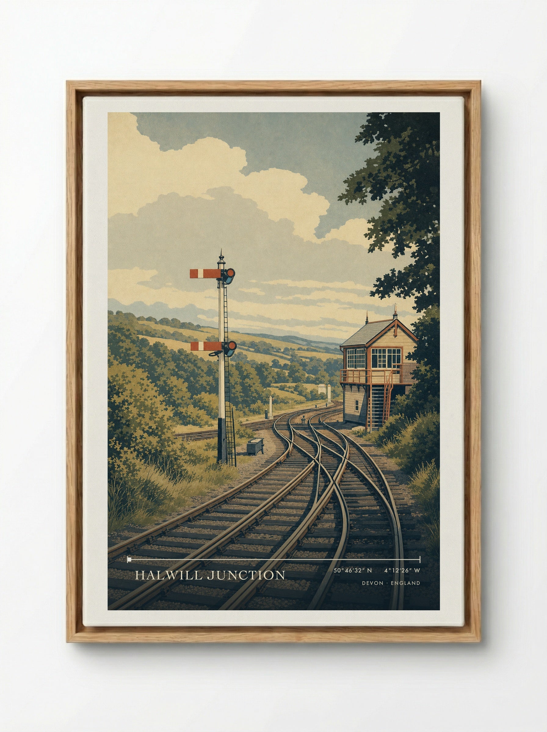 Halwill Junction Devon England Travel Poster - Framed Canvas Wood