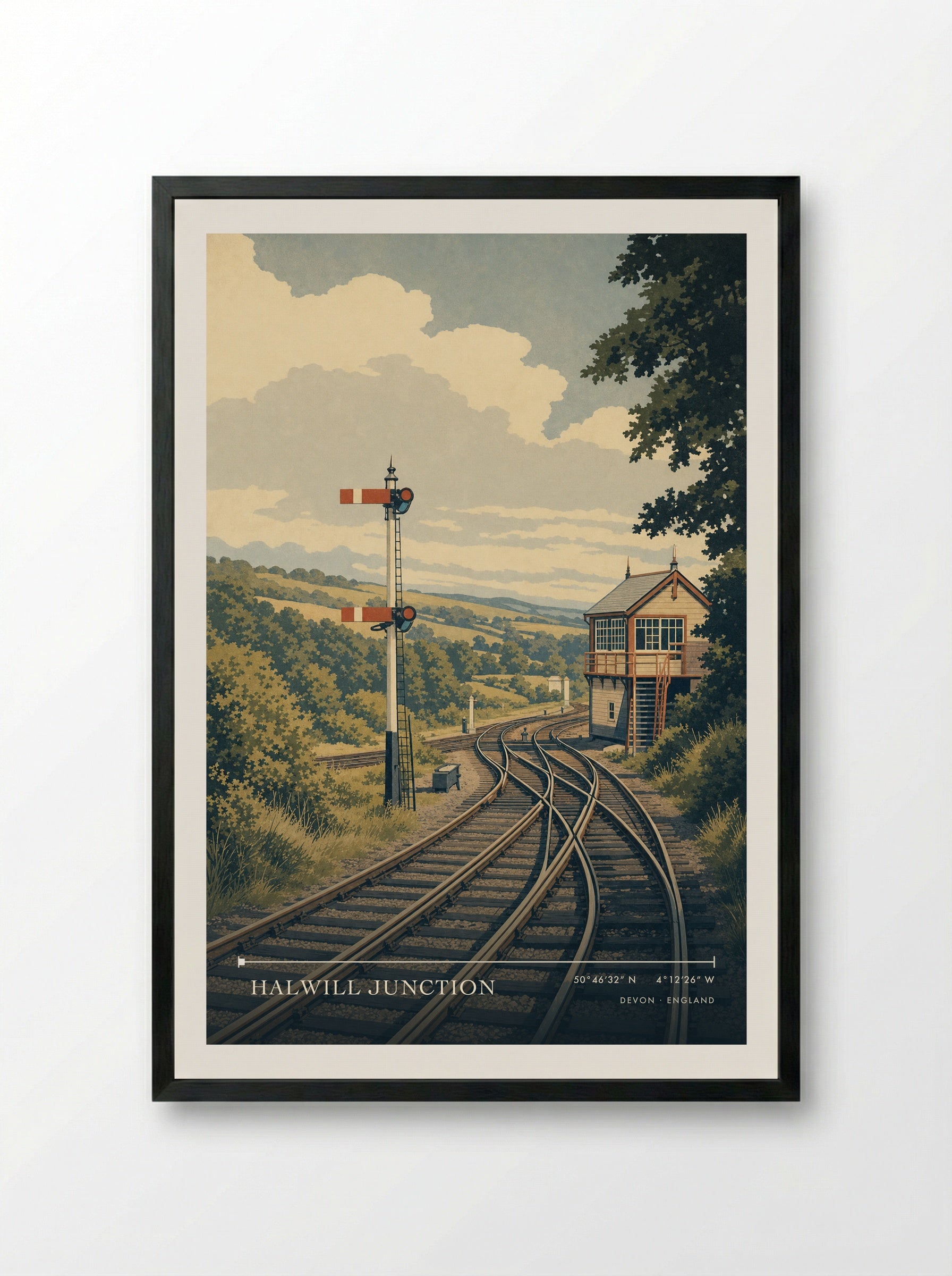 Halwill Junction Devon England Travel Poster - Framed Print Black