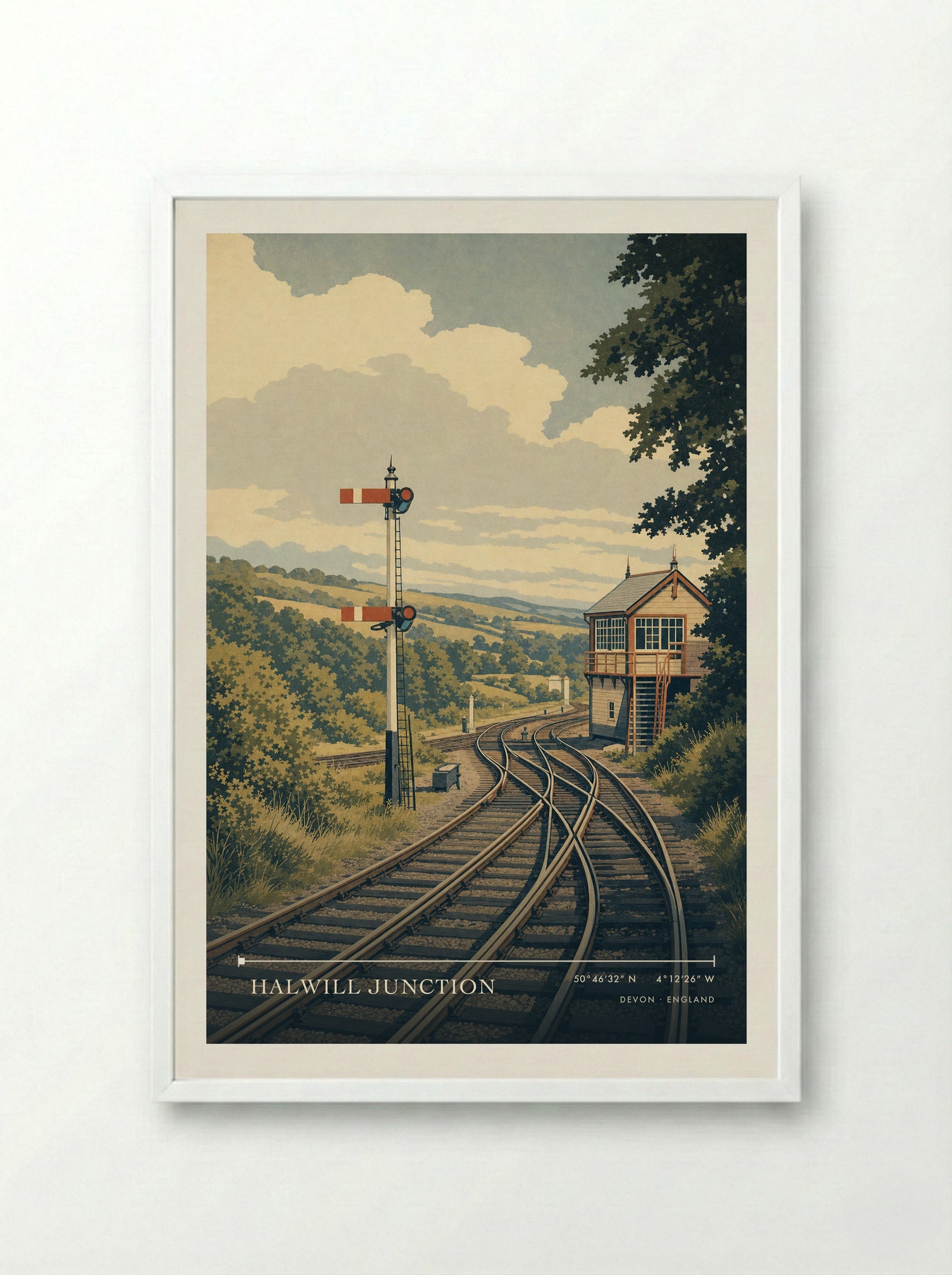 Halwill Junction Devon England Travel Poster - Framed Print White