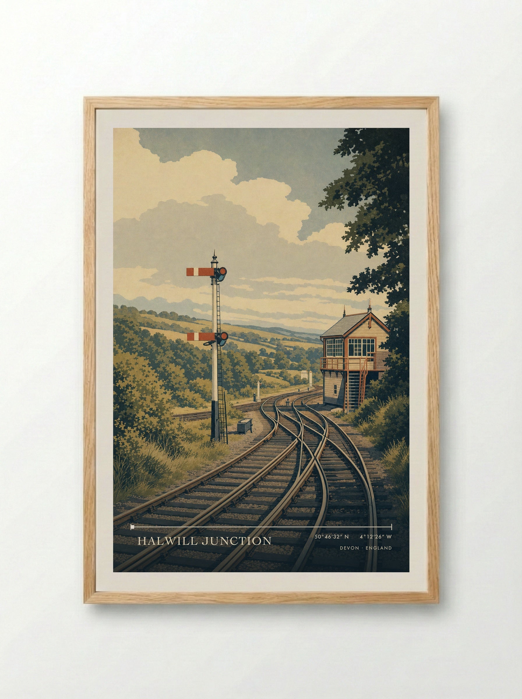 Halwill Junction Devon England Travel Poster - Framed Print Wood