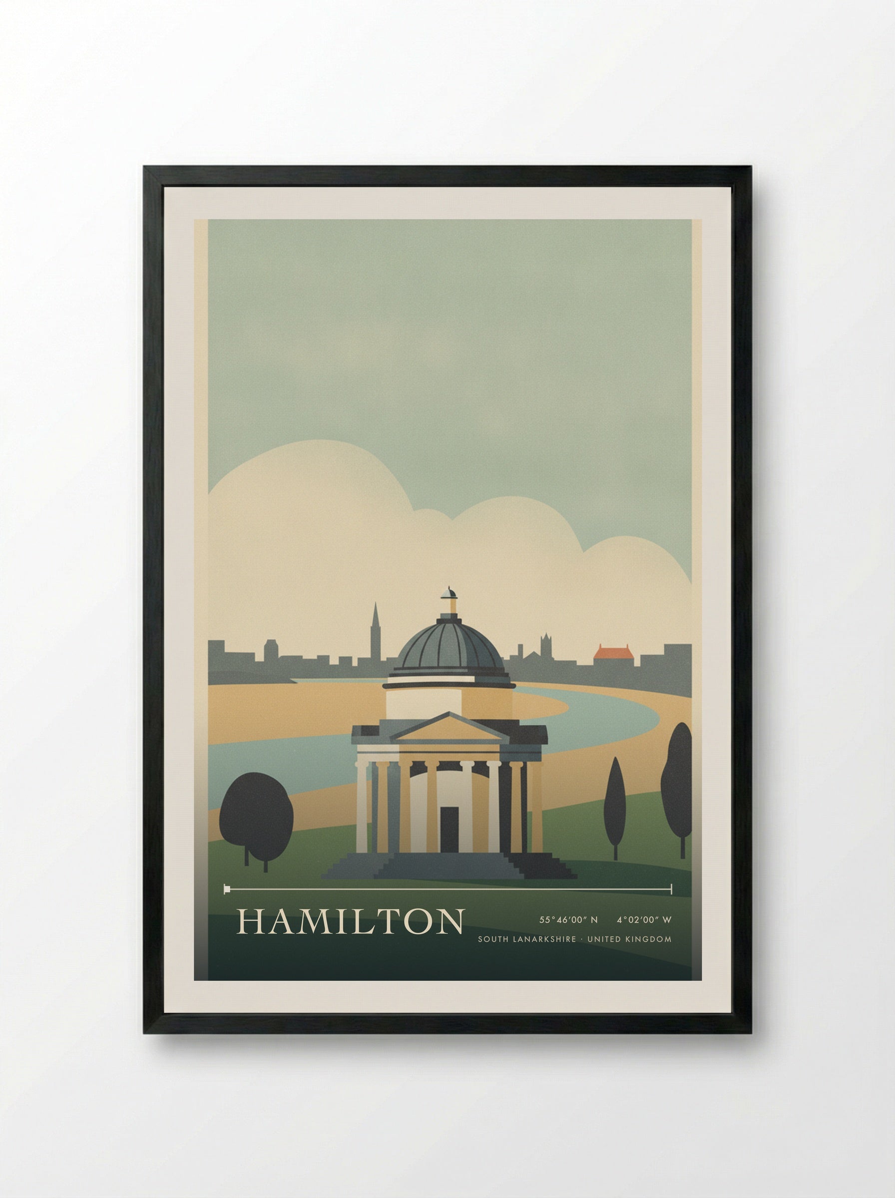 Hamilton South Lanarkshire United Kingdom Travel Poster - Framed Print Black