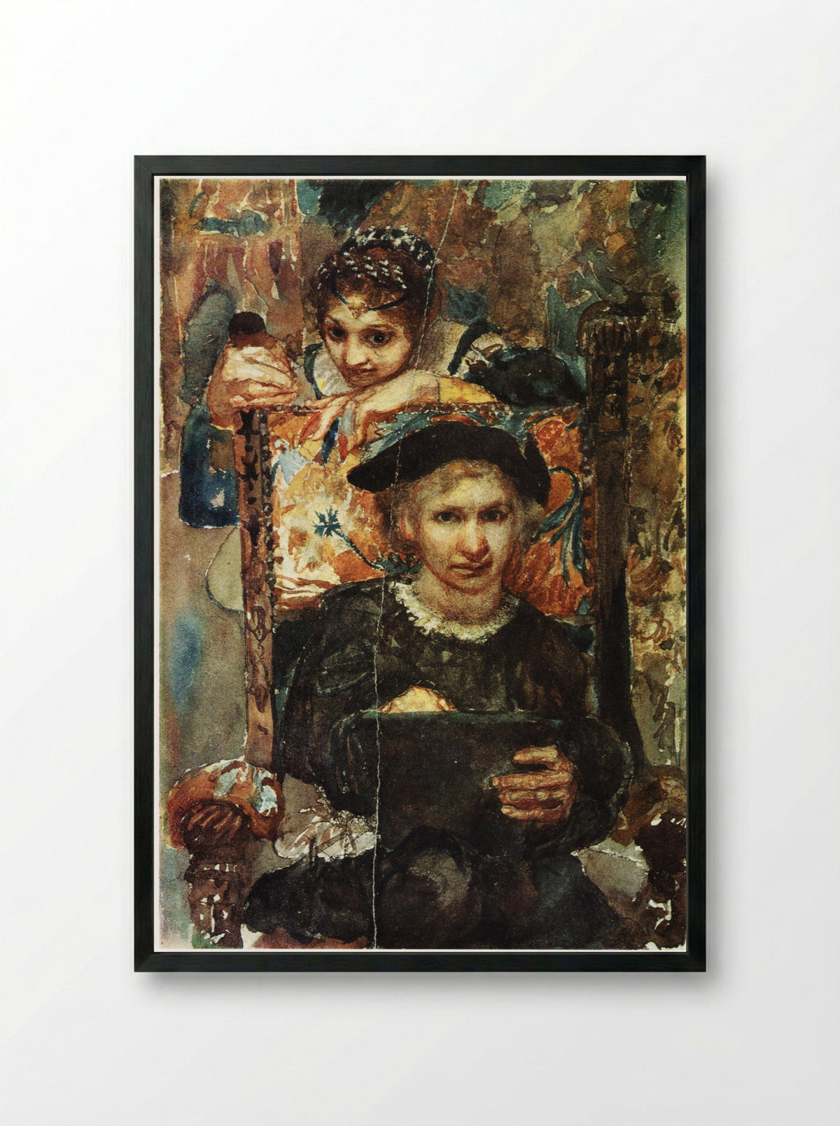 Hamlet and Ophelia - Mikhail Vrubel - Framed Print Black