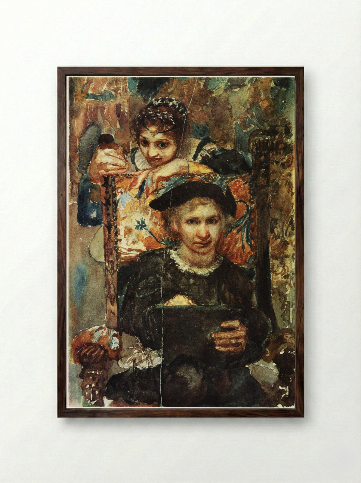 Hamlet and Ophelia - Mikhail Vrubel - Framed Print Dark Wood