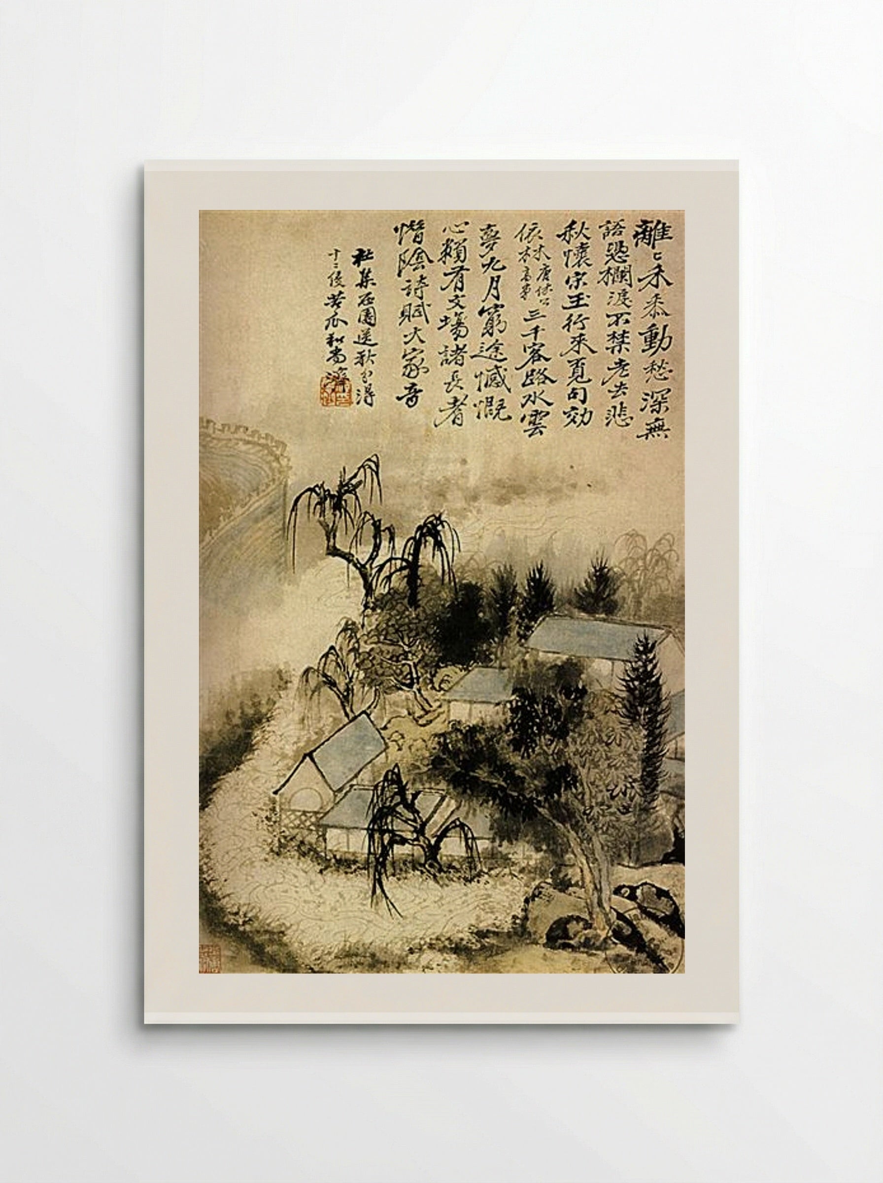 Hamlet in the Autumn Mist - Shitao - Poster