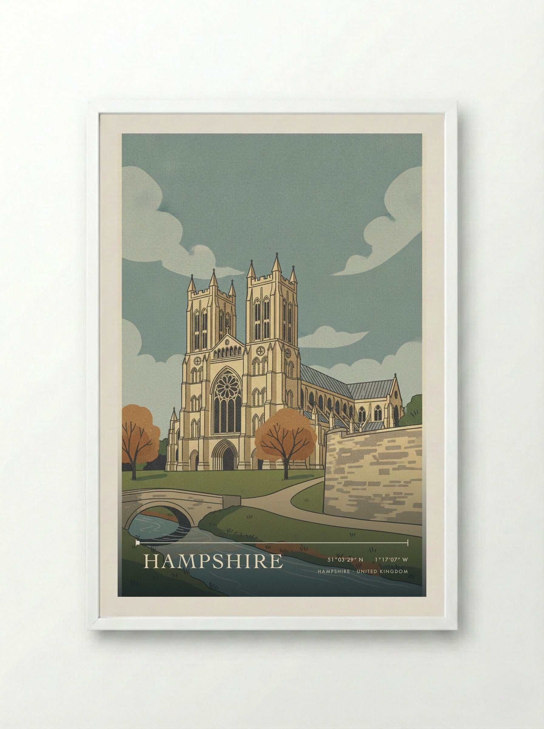 Hampshire United Kingdom Travel Poster - Framed Print White