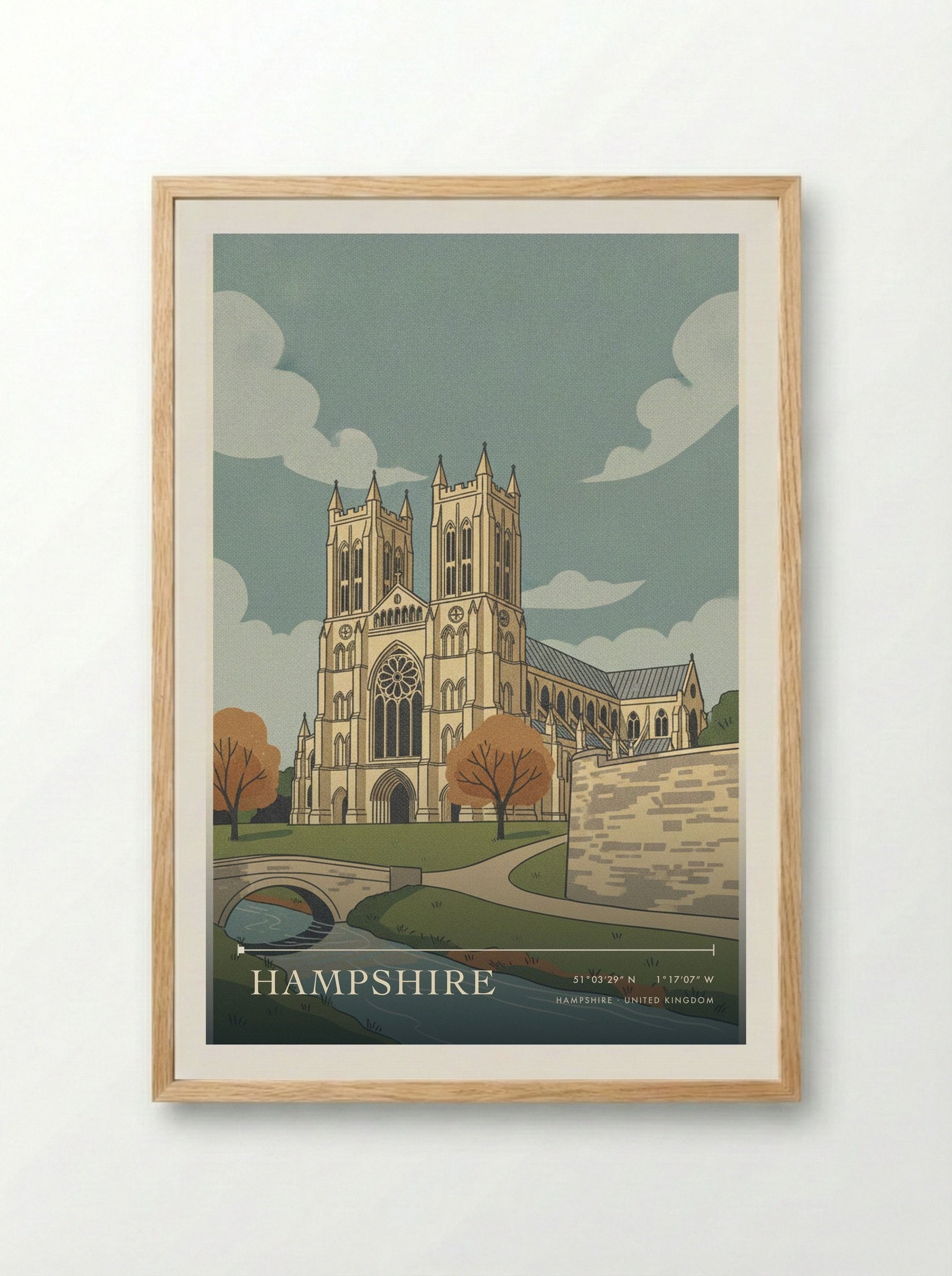 Hampshire United Kingdom Travel Poster - Framed Print Wood