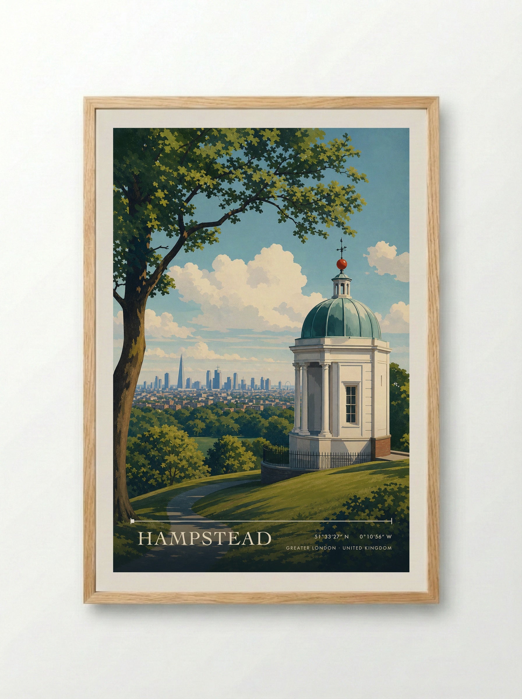 Hampstead Greater London United Kingdom Travel Poster - Framed Print Wood