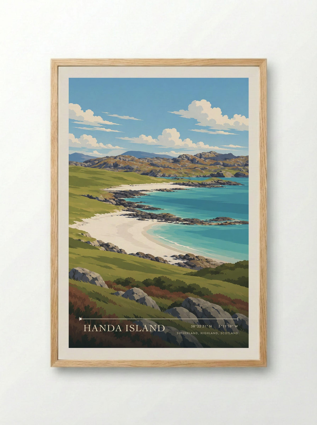 Handa Island, Sutherland, Highland, Scotland | Travel Poster - Framed Print Wood